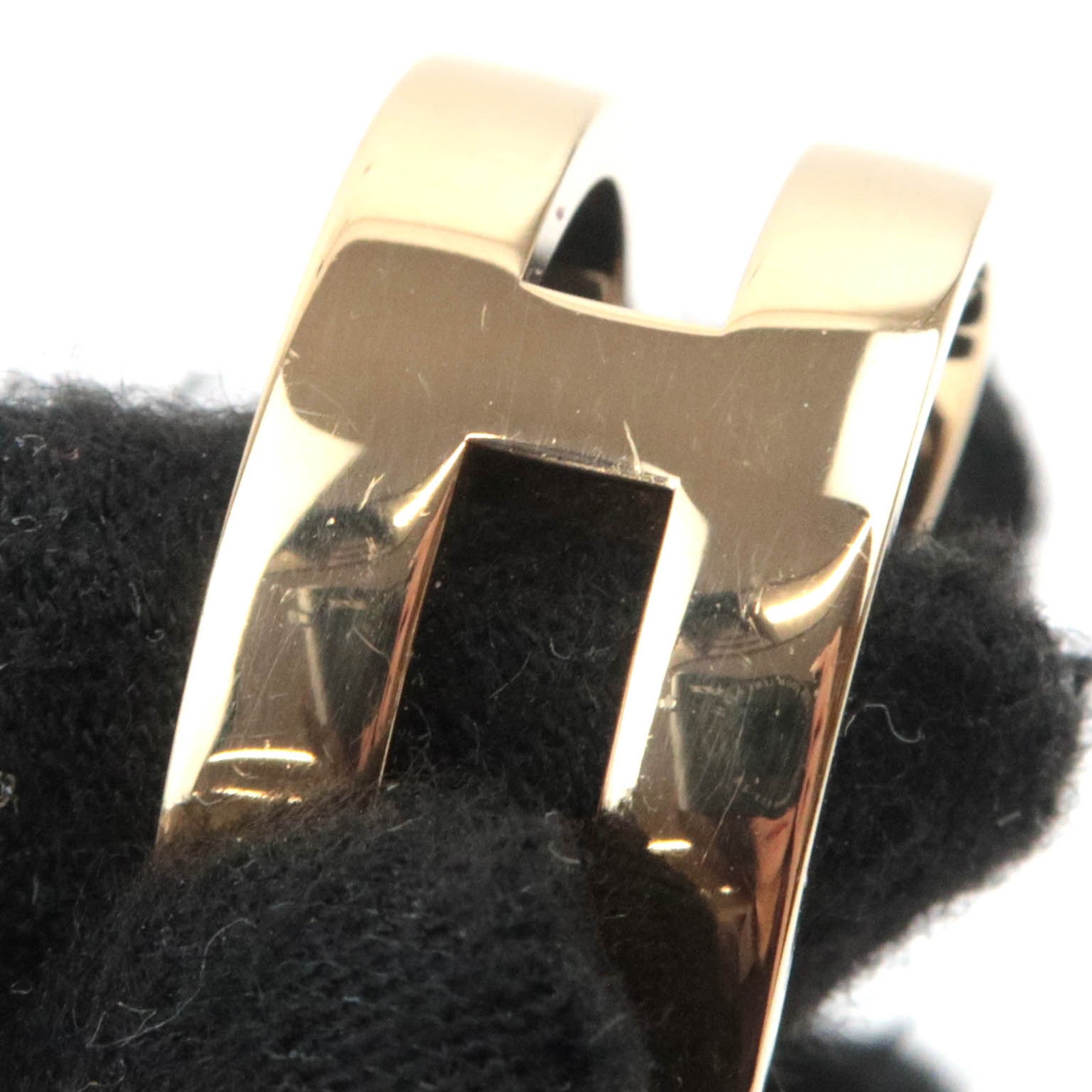 HERMES Ruban Scarf Ring Gold Color