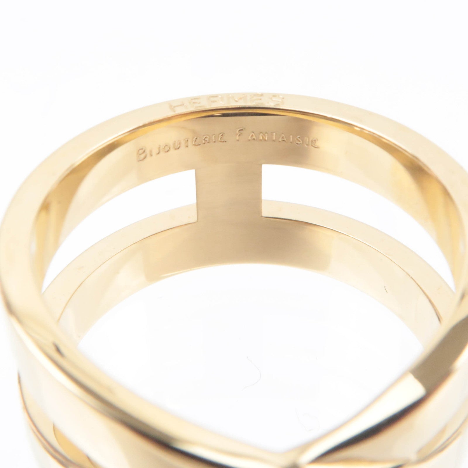 HERMES Ruban Scarf Ring Gold Color