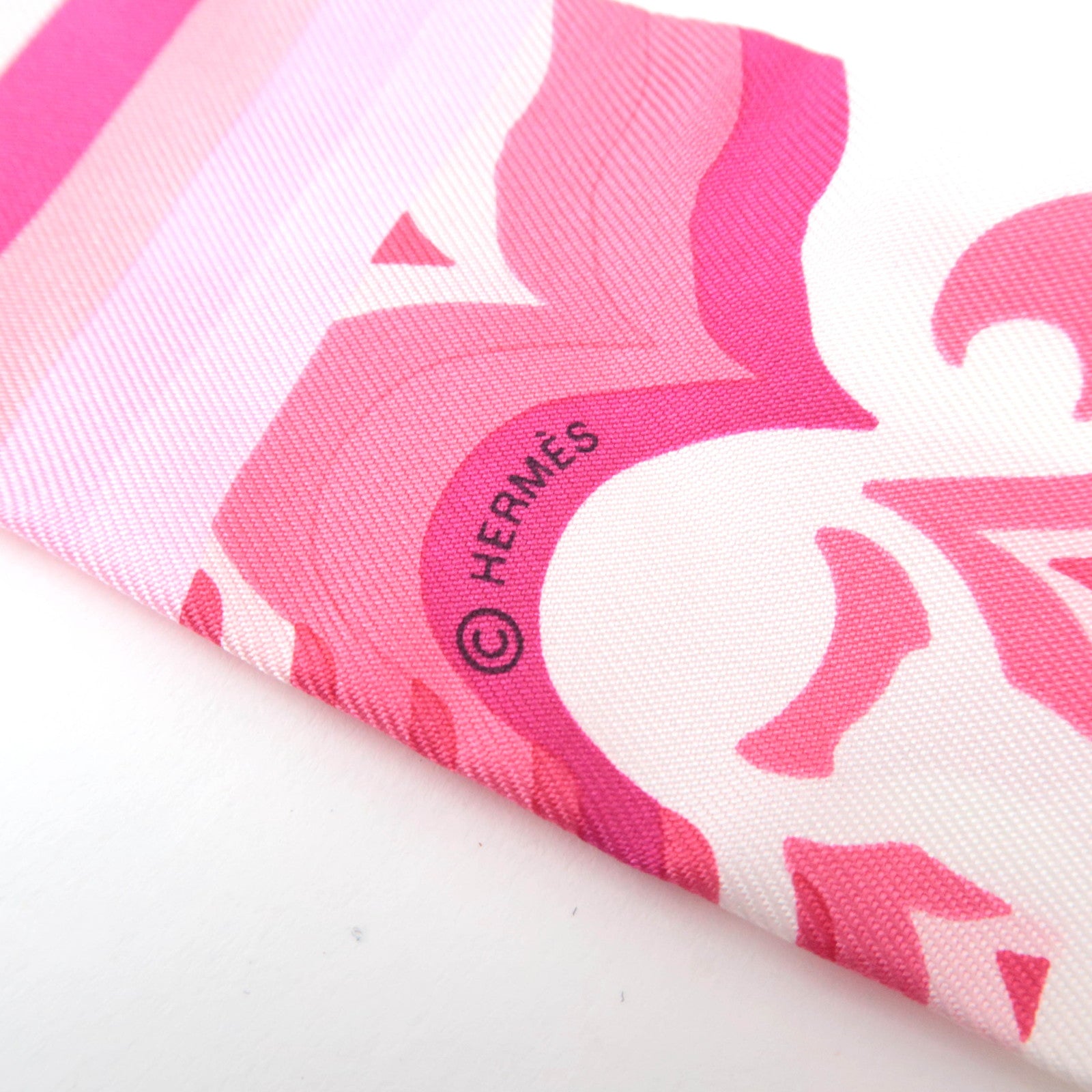 HERMES Twilly Scarf BRIDES de GALA 100% Silk Pink