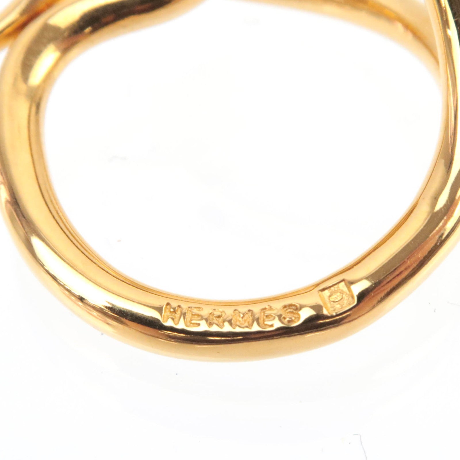 HERMES Jumbo Scarf Ring Gold Color