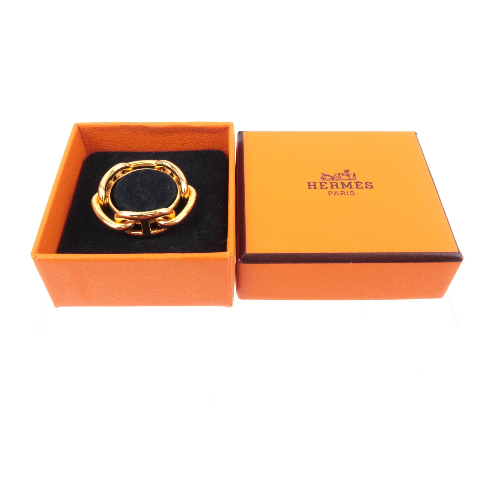 HERMES Chaine d'Ancre Scarf Ring Gold Color