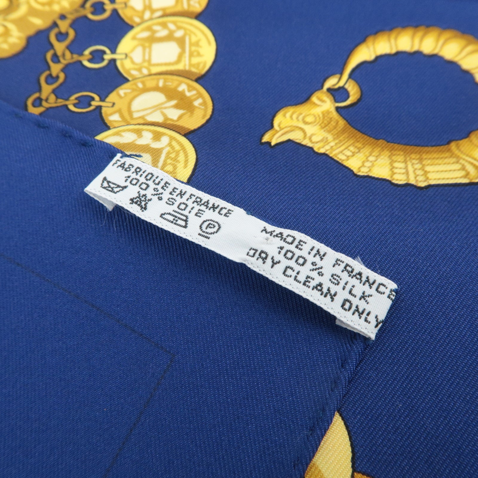 HERMES Carre 90 Scarf KOSMIMA 100% Silk Navy
