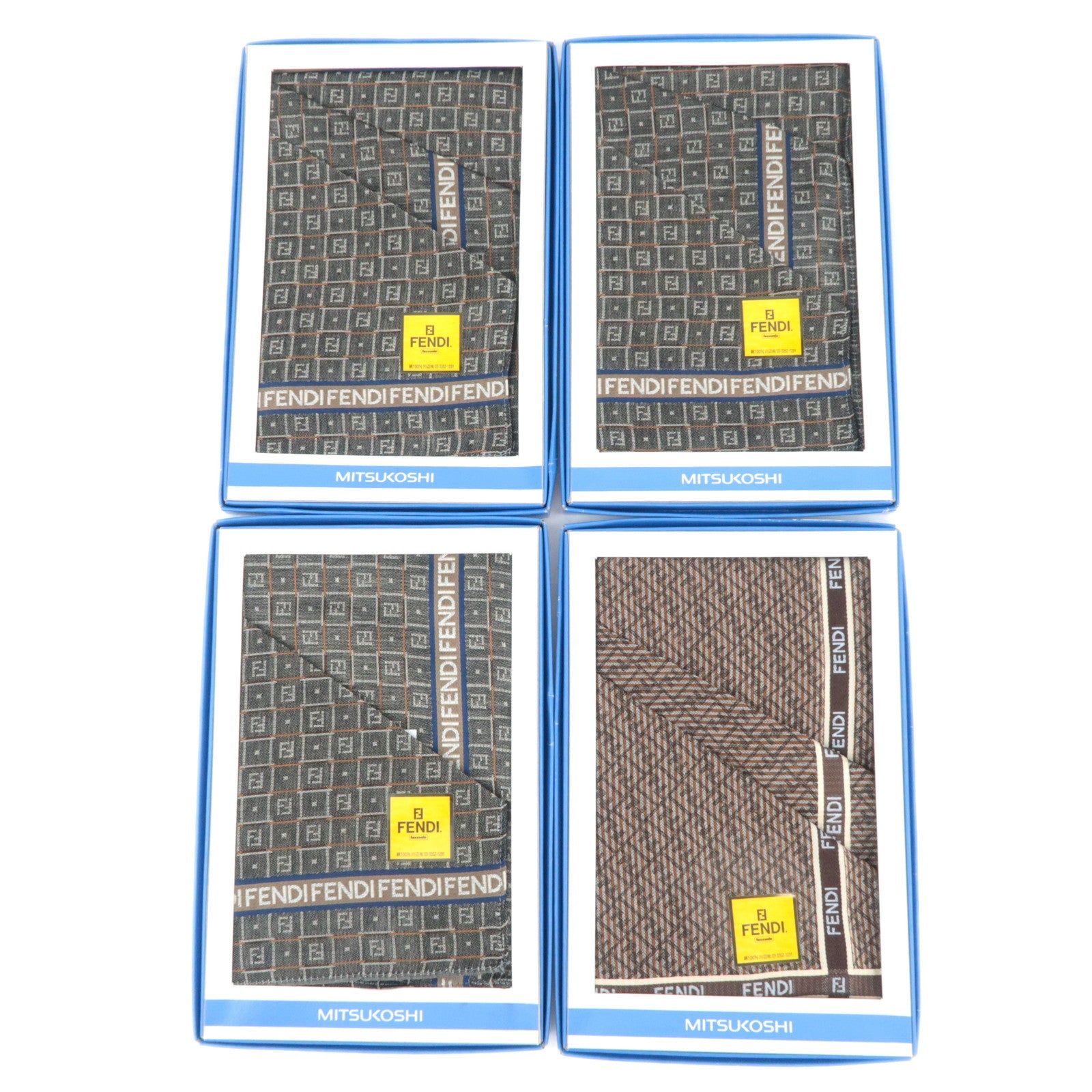 FENDI Set of 4 Handkerchiefs Scarf 100% Cotton89785