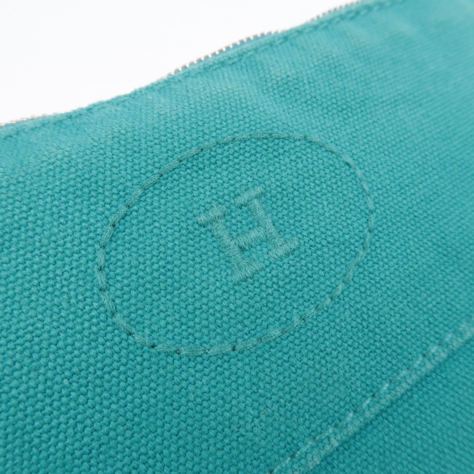 HERMES Bolide Pouch MM Canvas Cosmetic Pouch Emerald Green
