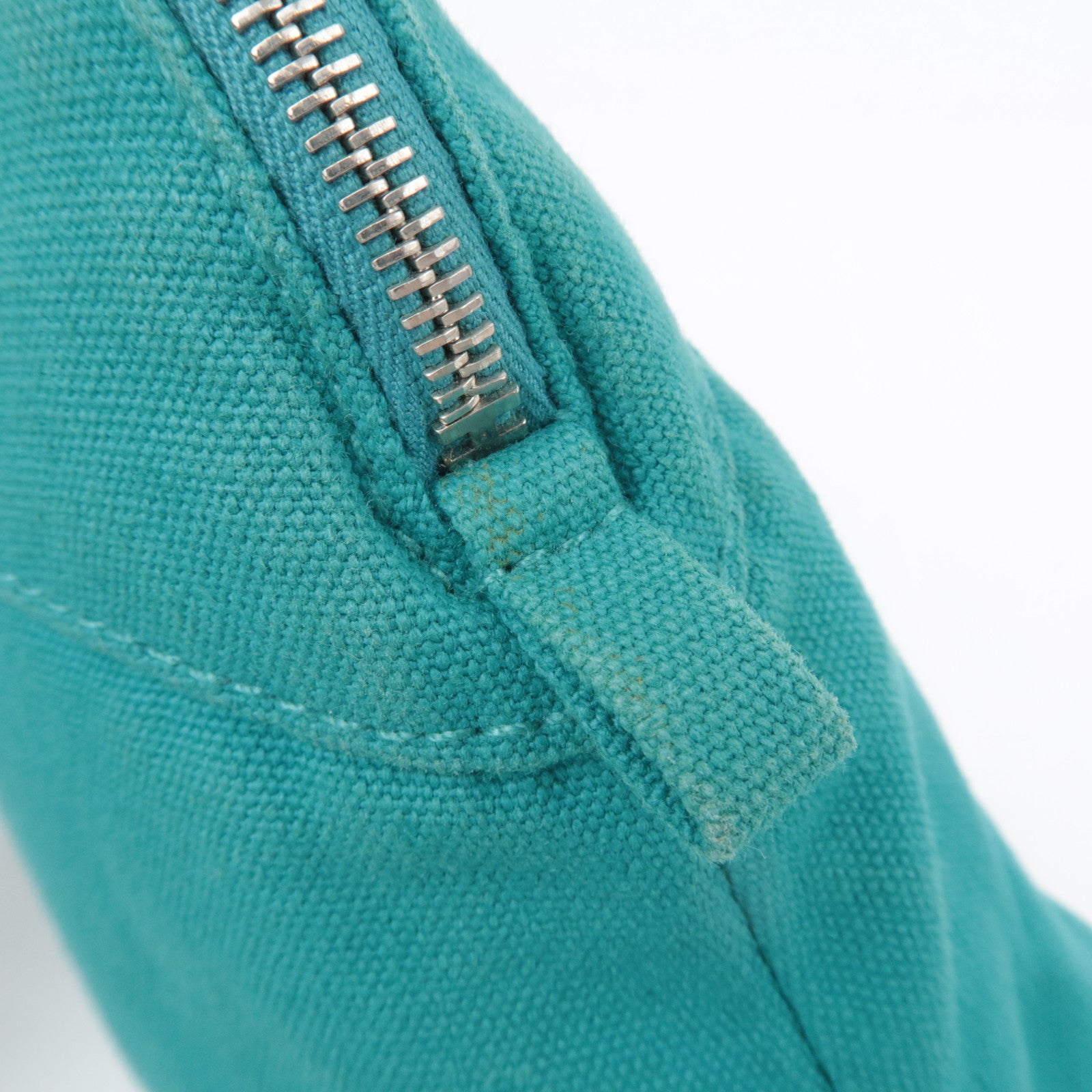 HERMES Bolide Pouch MM Canvas Cosmetic Pouch Emerald Green