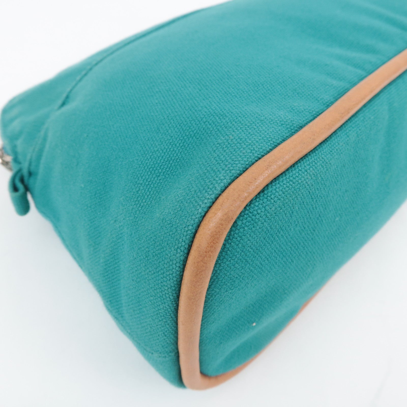 HERMES Bolide Pouch MM Canvas Cosmetic Pouch Emerald Green
