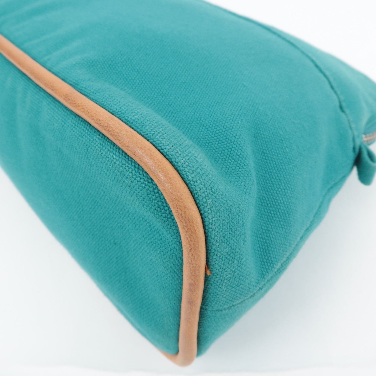 HERMES Bolide Pouch MM Canvas Cosmetic Pouch Emerald Green
