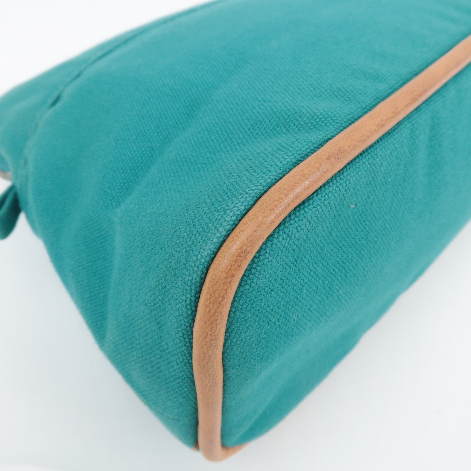 HERMES Bolide Pouch MM Canvas Cosmetic Pouch Emerald Green