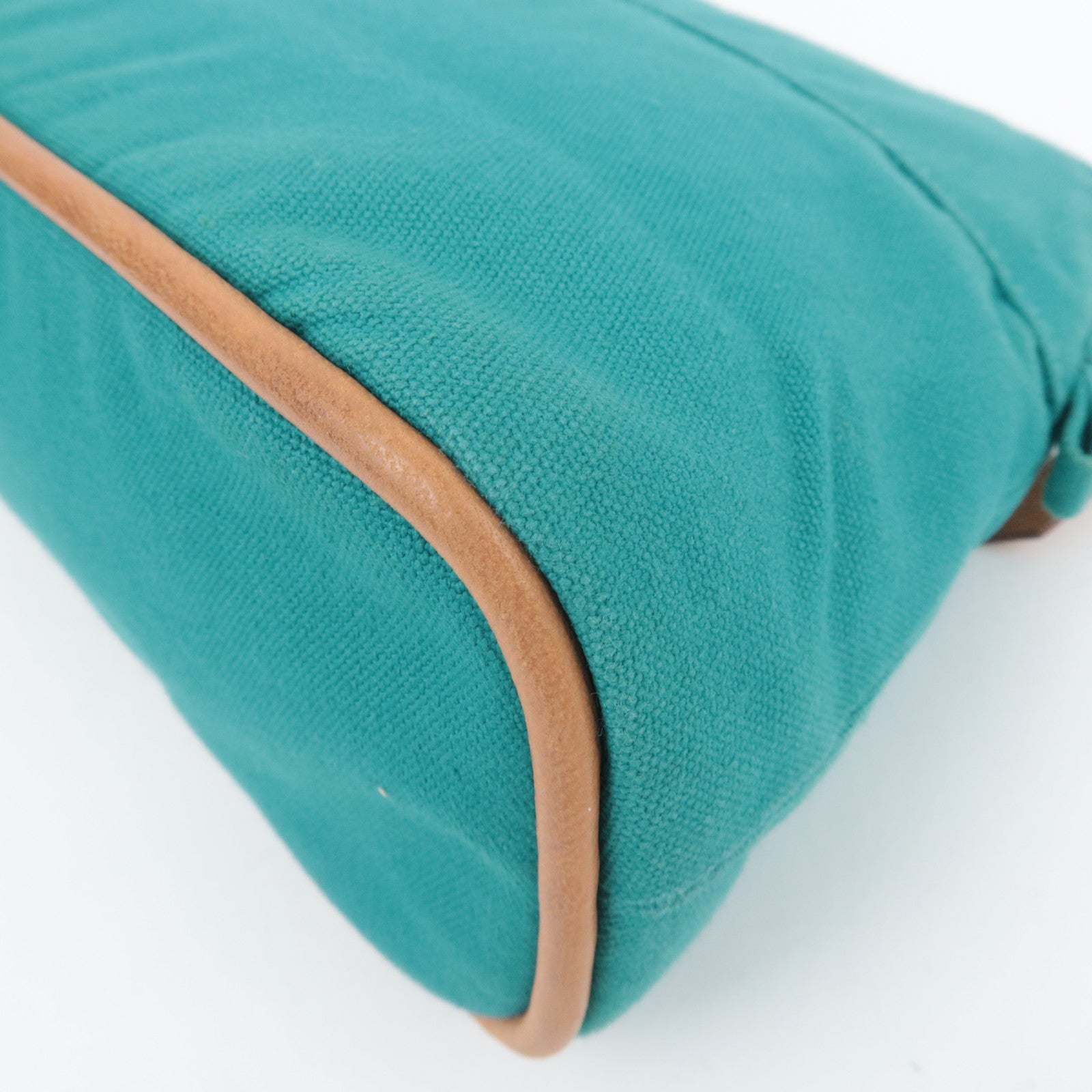 HERMES Bolide Pouch MM Canvas Cosmetic Pouch Emerald Green