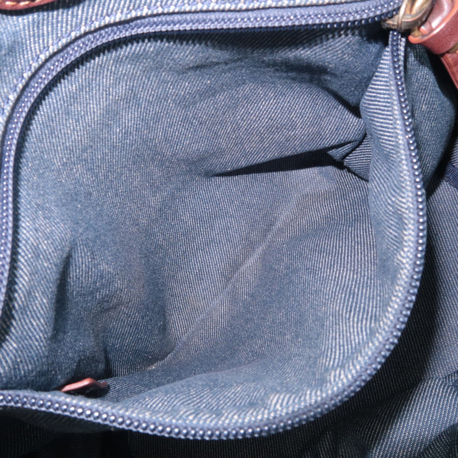 CELINE Paris Macadam Bittersweet Denim Leather Shoulder Bag Blue Brown