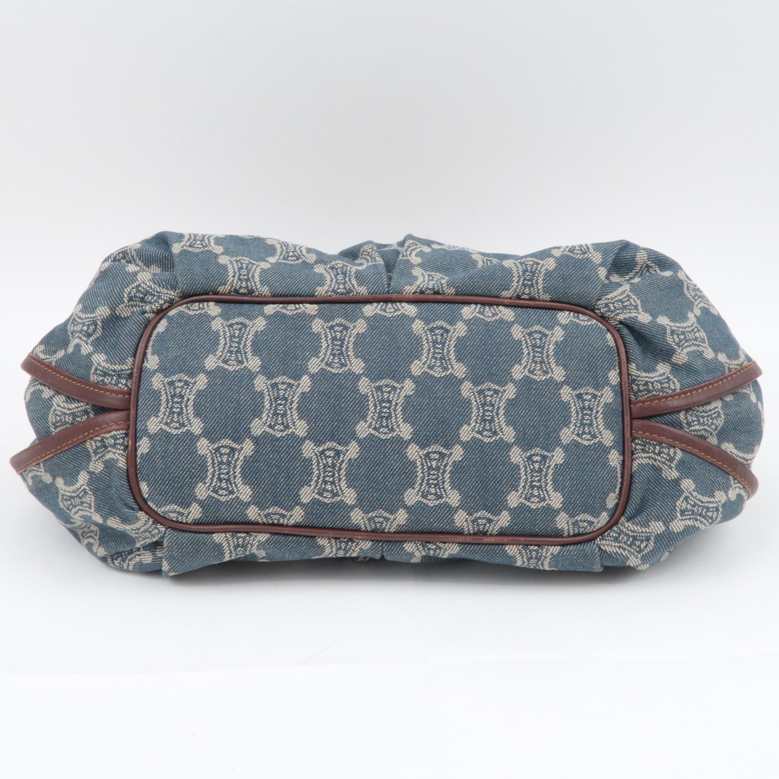 CELINE Paris Macadam Bittersweet Denim Leather Shoulder Bag Blue Brown