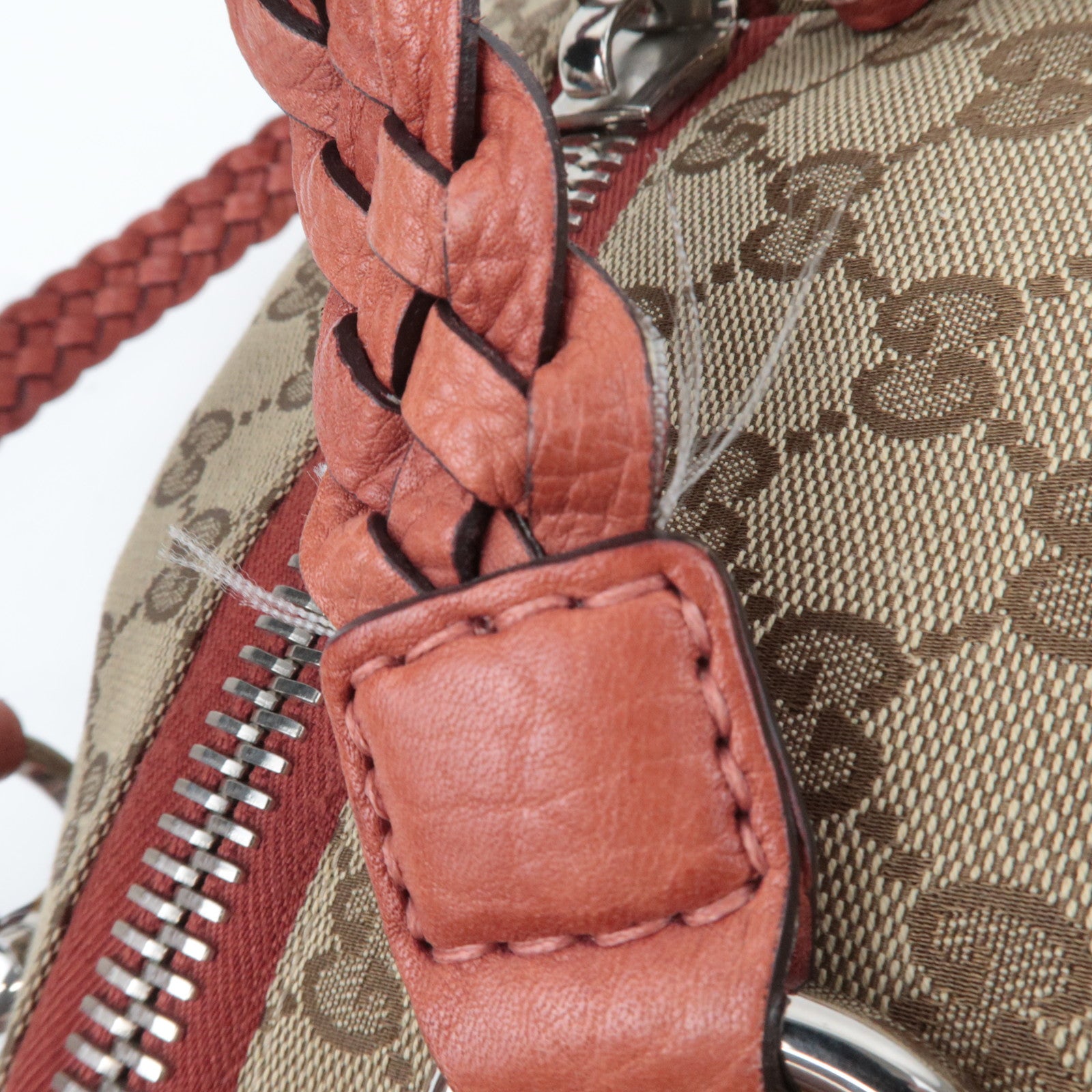 GUCCI Bamboo GG Canvas Shoulder Bag Beige Brown 232960