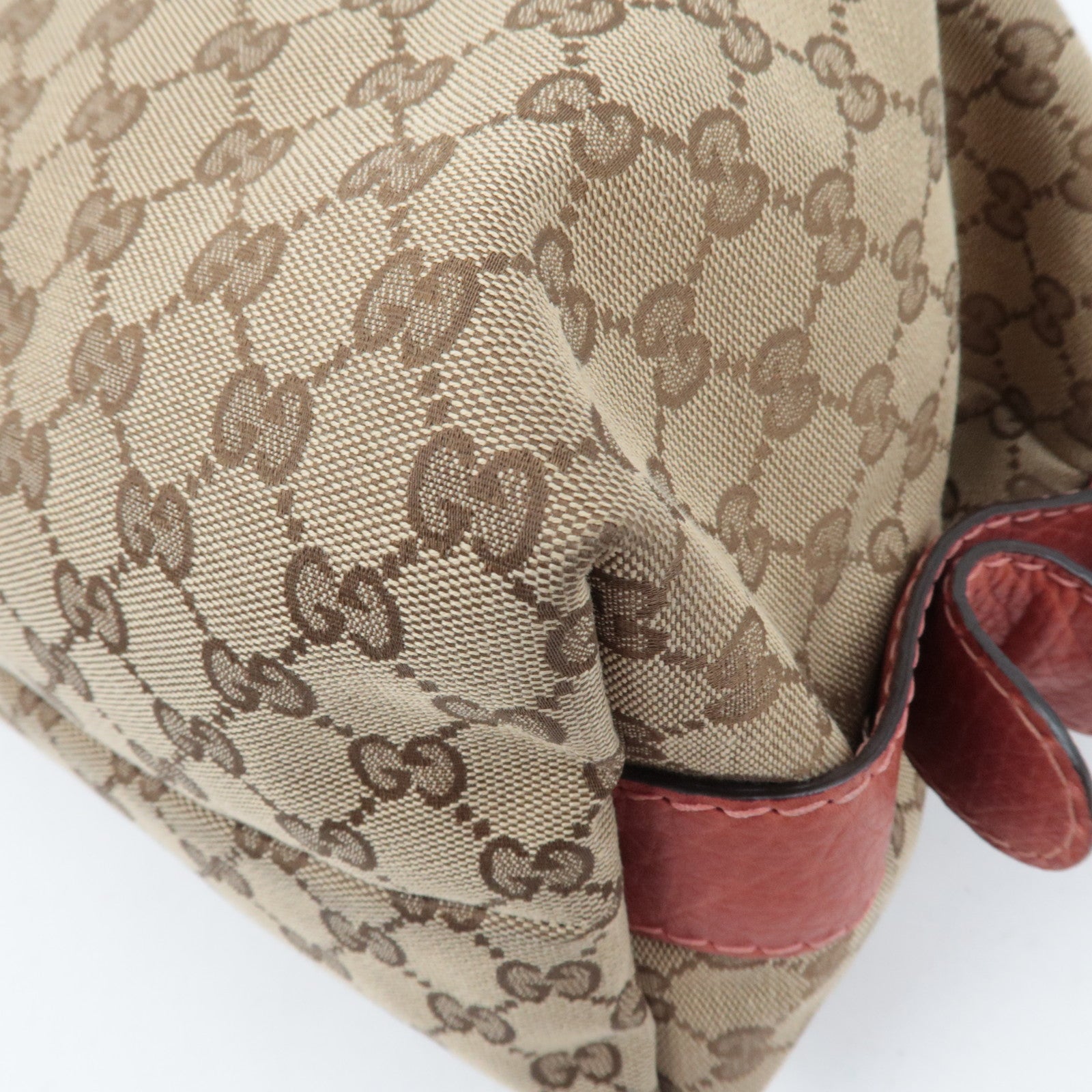 GUCCI Bamboo GG Canvas Shoulder Bag Beige Brown 232960