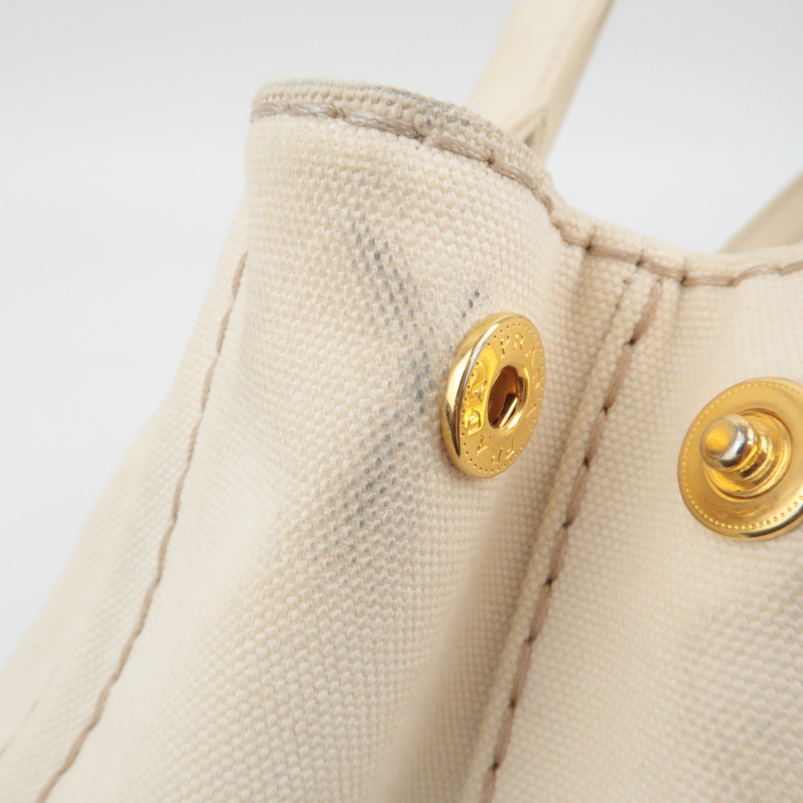 PRADA Canapa Mini 2Way Canvas Tote Bag Beige B2439G