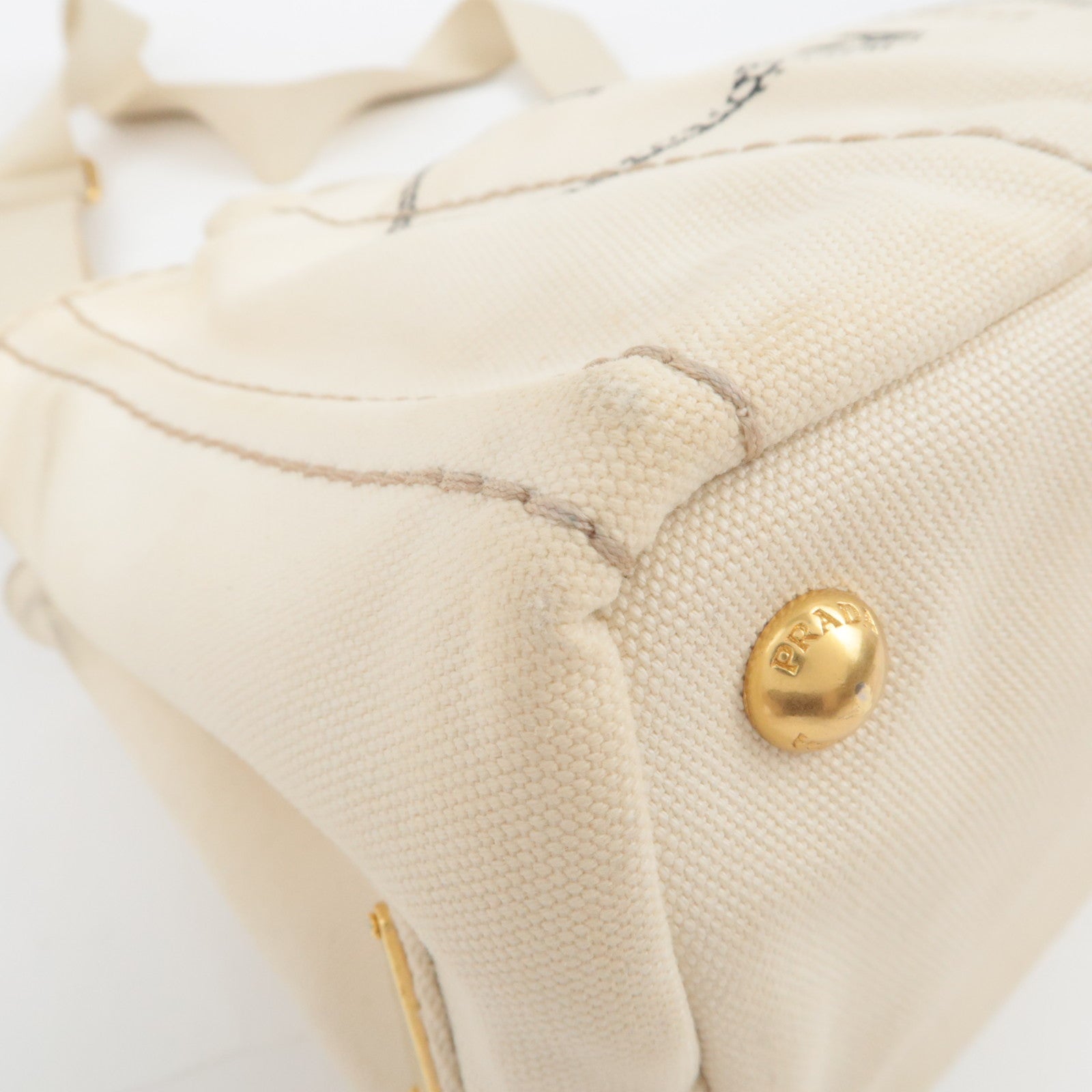 PRADA Canapa Mini 2Way Canvas Tote Bag Beige B2439G