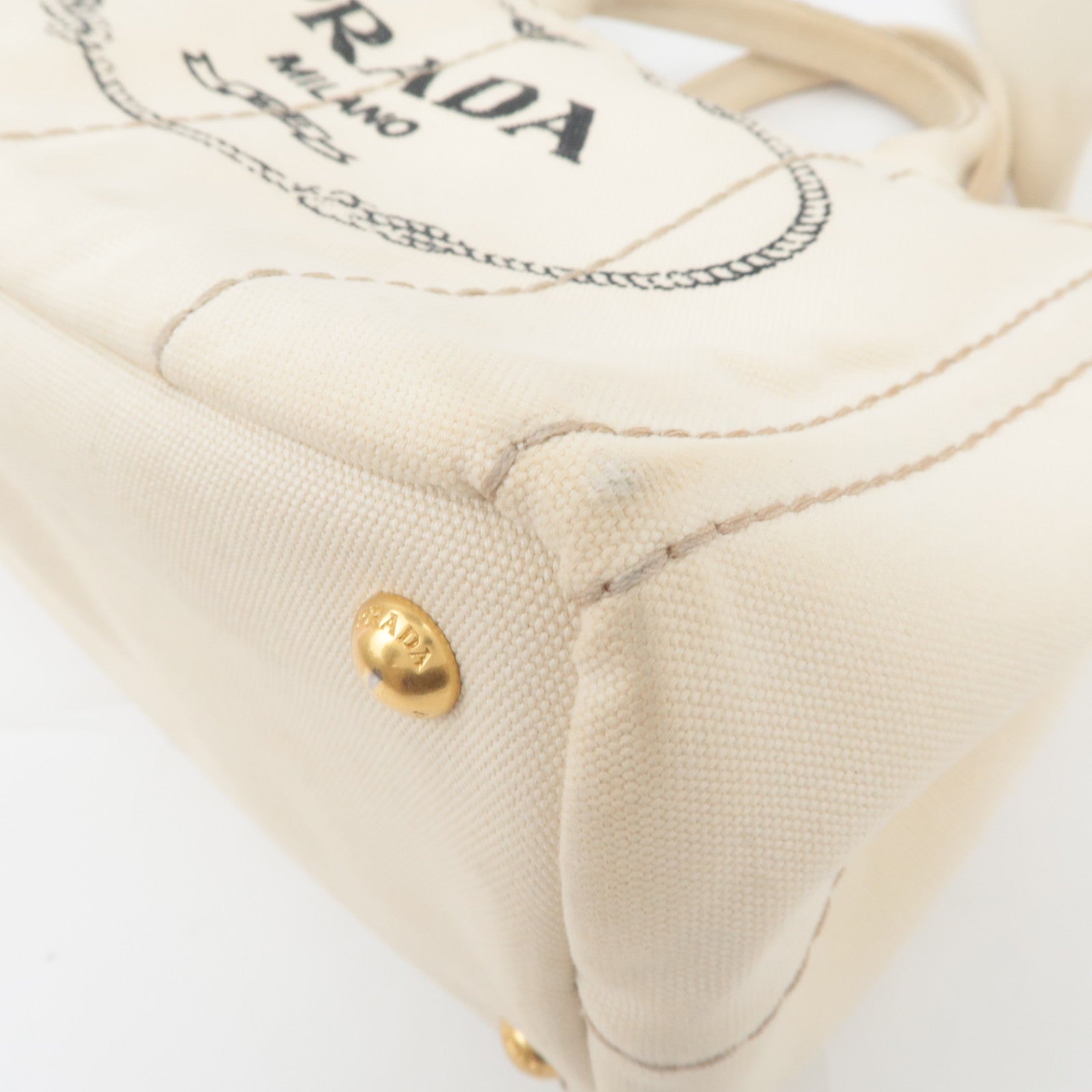PRADA Canapa Mini 2Way Canvas Tote Bag Beige B2439G