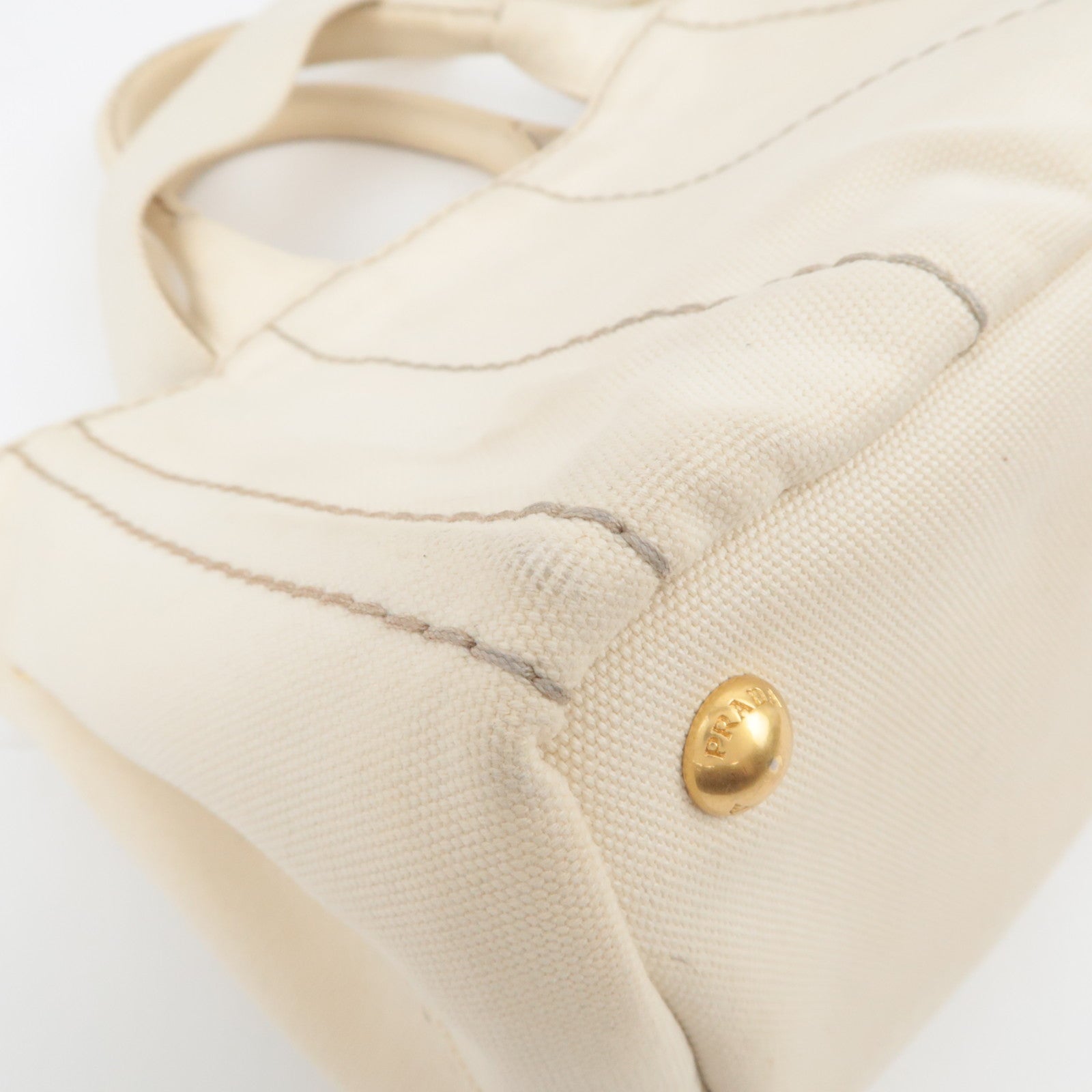PRADA Canapa Mini 2Way Canvas Tote Bag Beige B2439G