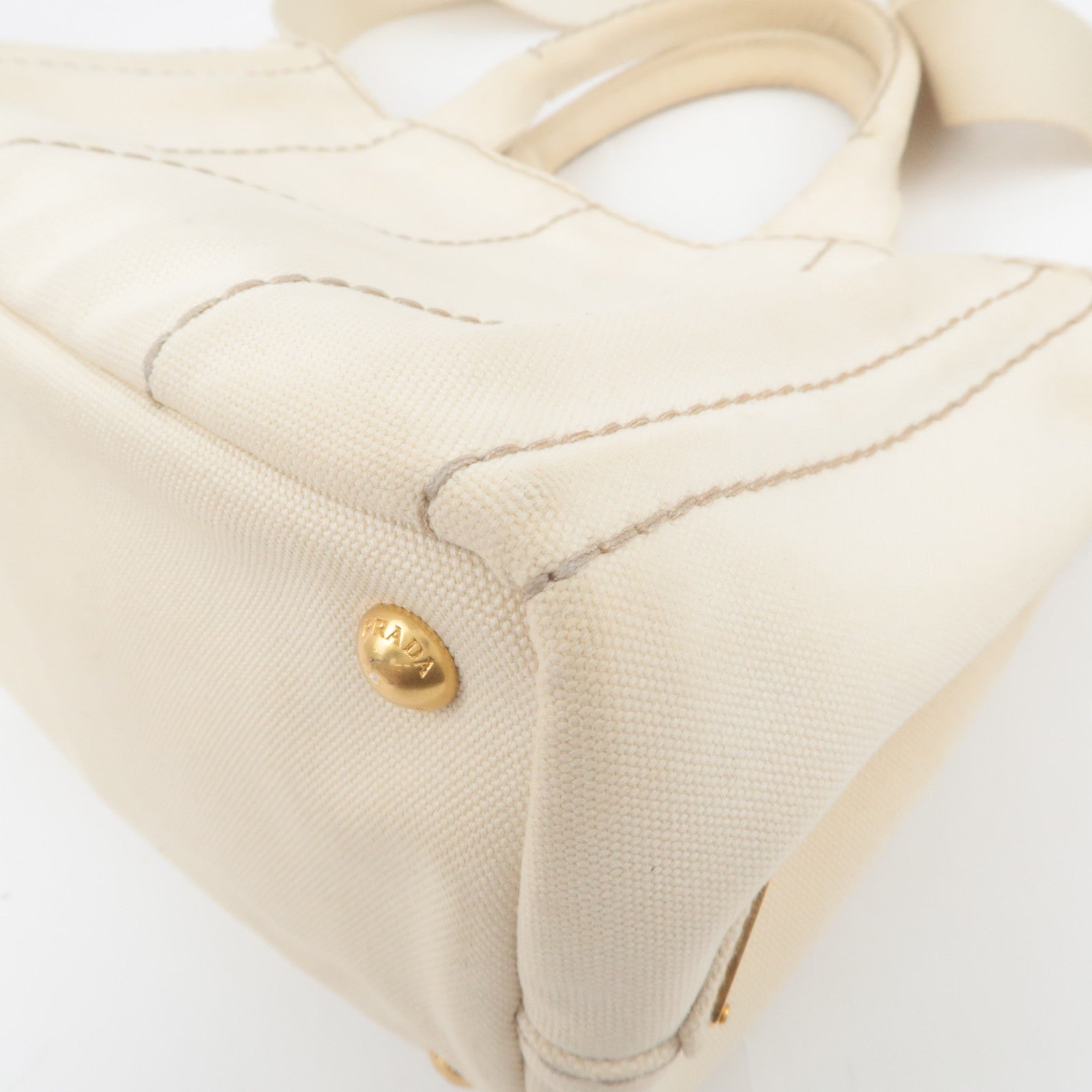 PRADA Canapa Mini 2Way Canvas Tote Bag Beige B2439G