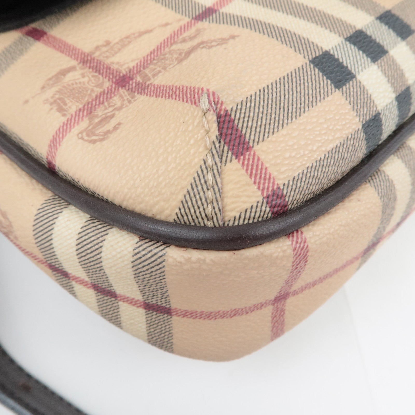 BURBERRY Nova Plaid PVC Leather Shoulder Bag Beige Brown