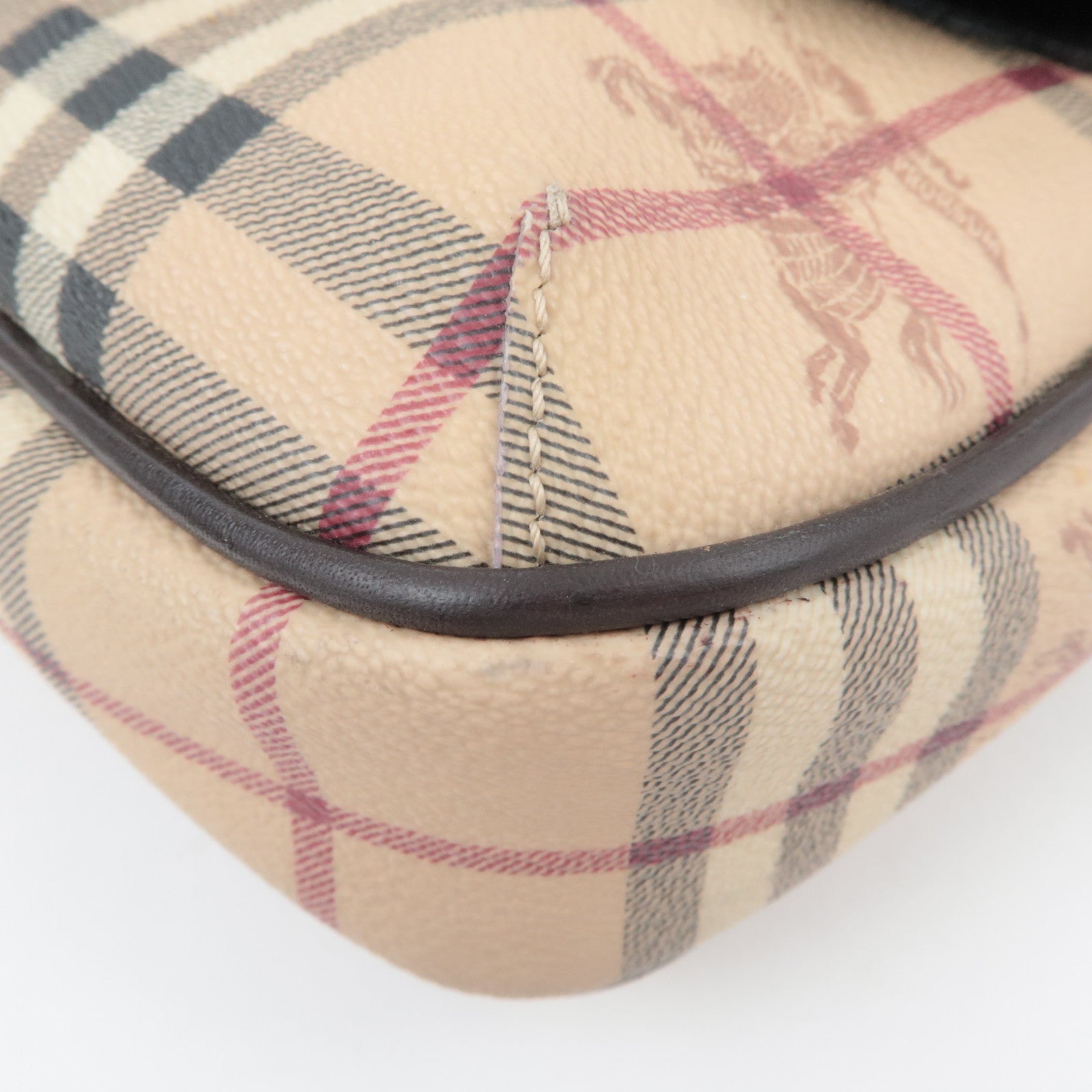 BURBERRY Nova Plaid PVC Leather Shoulder Bag Beige Brown