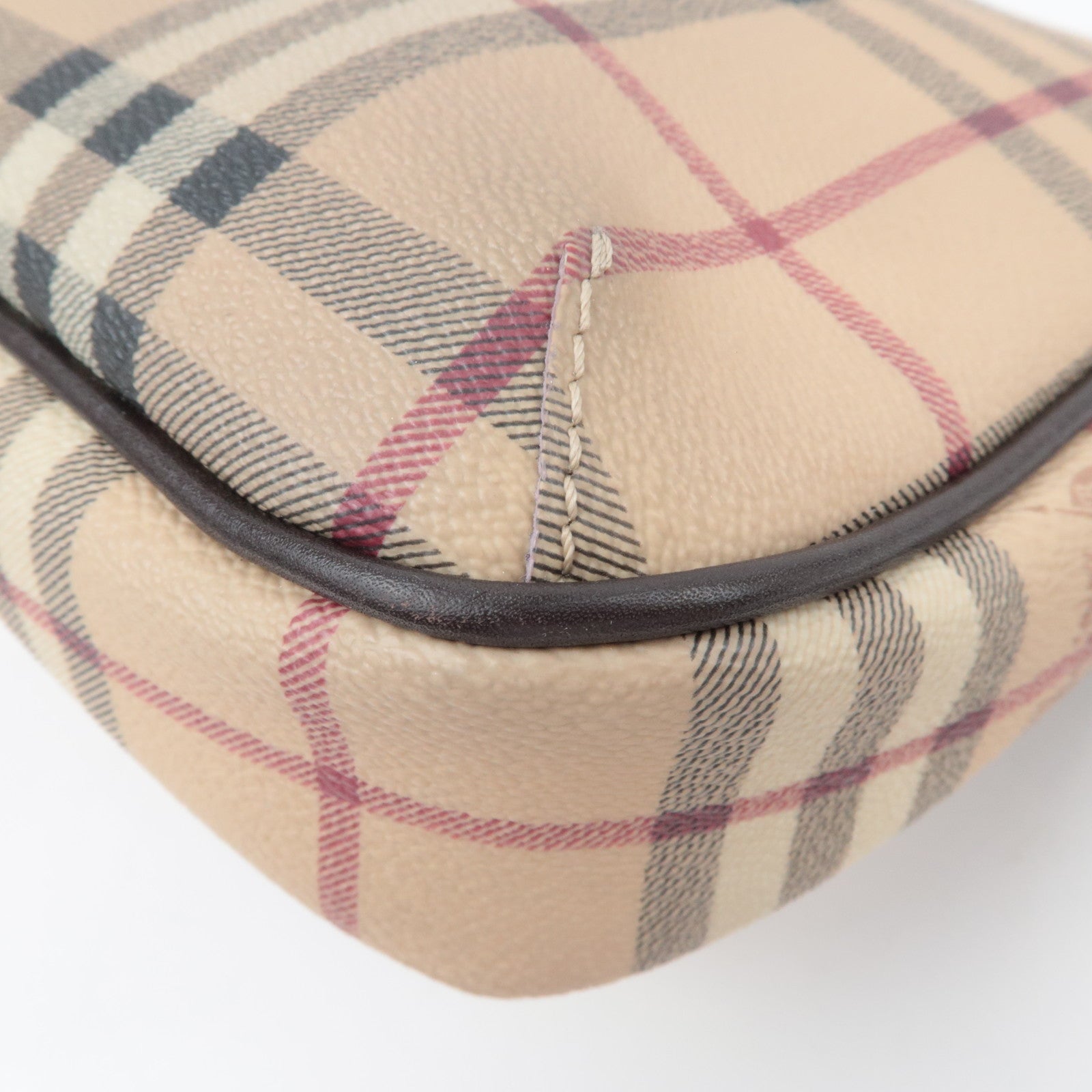 BURBERRY Nova Plaid PVC Leather Shoulder Bag Beige Brown