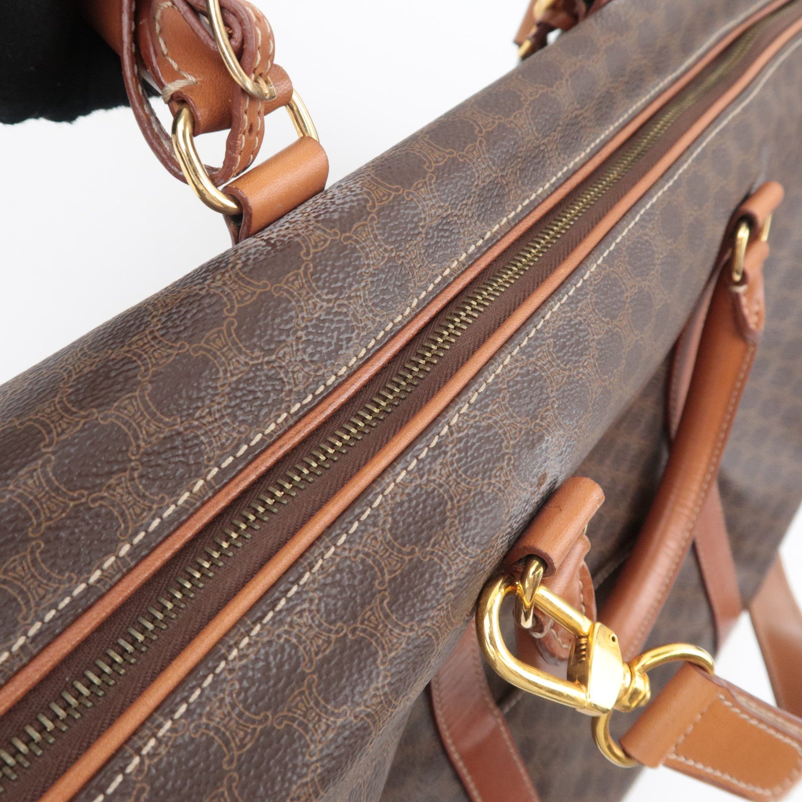 CELINE Macadam PVC Leather Boston Bag Brown