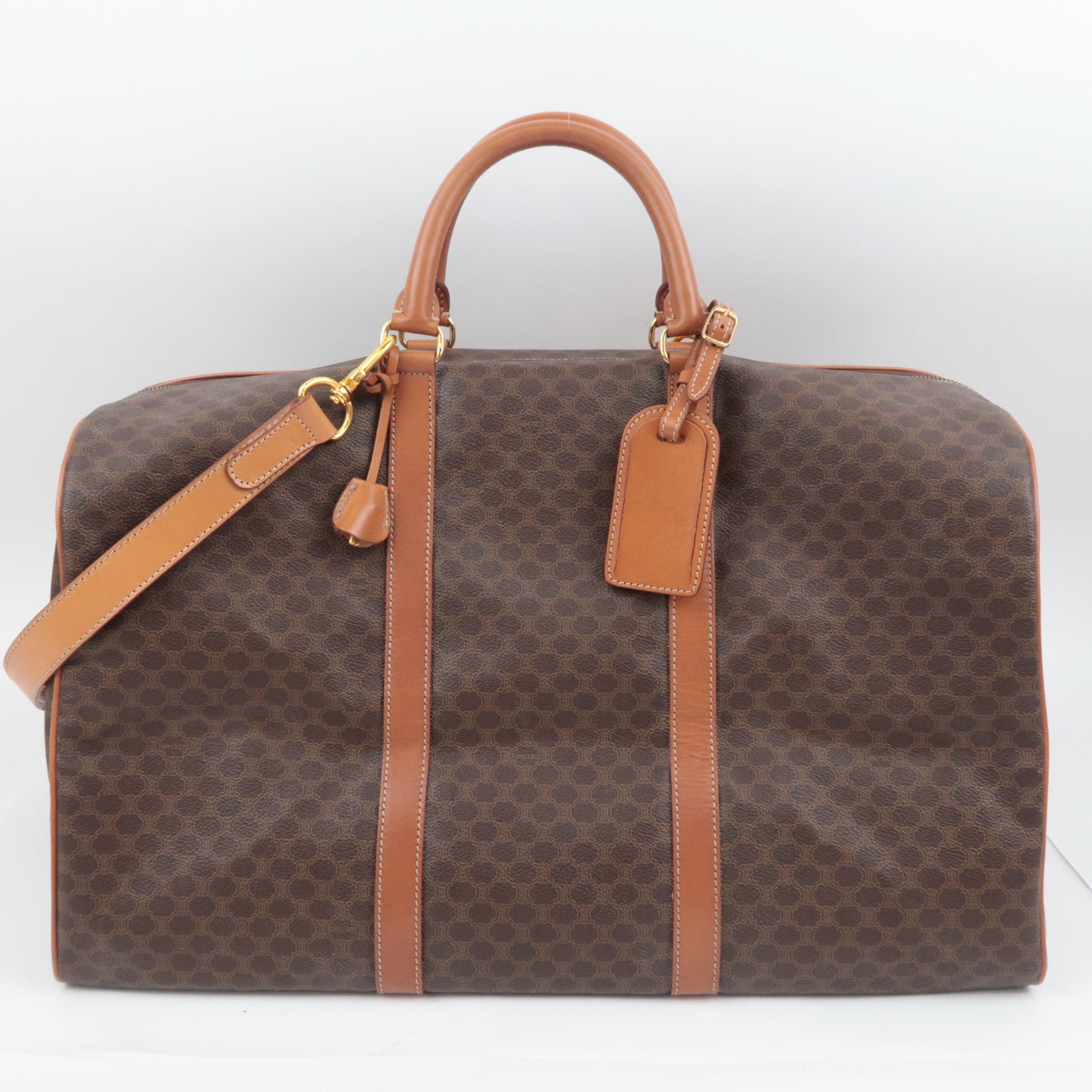 CELINE Macadam PVC Leather Boston Bag Brown