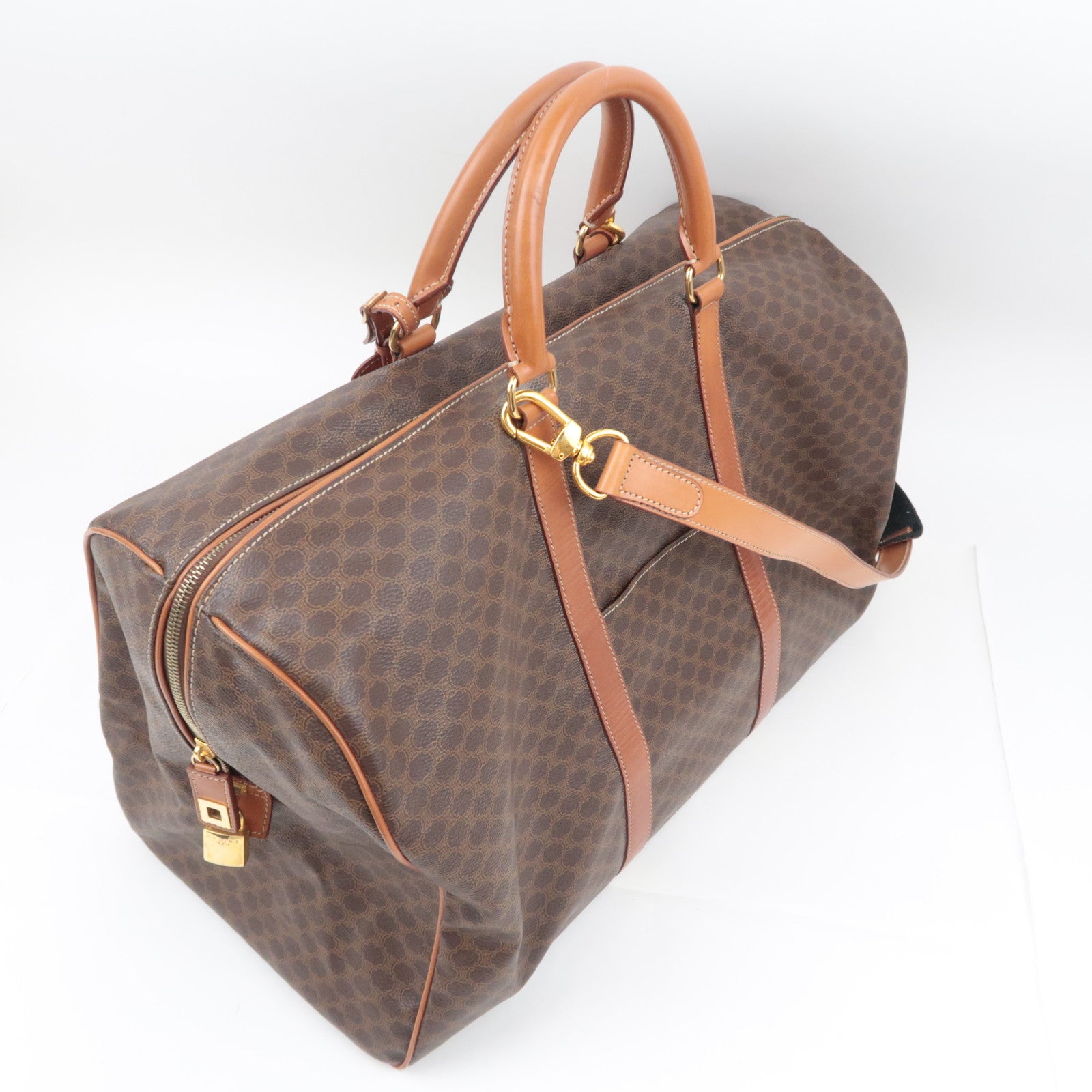 CELINE Macadam PVC Leather Boston Bag Brown