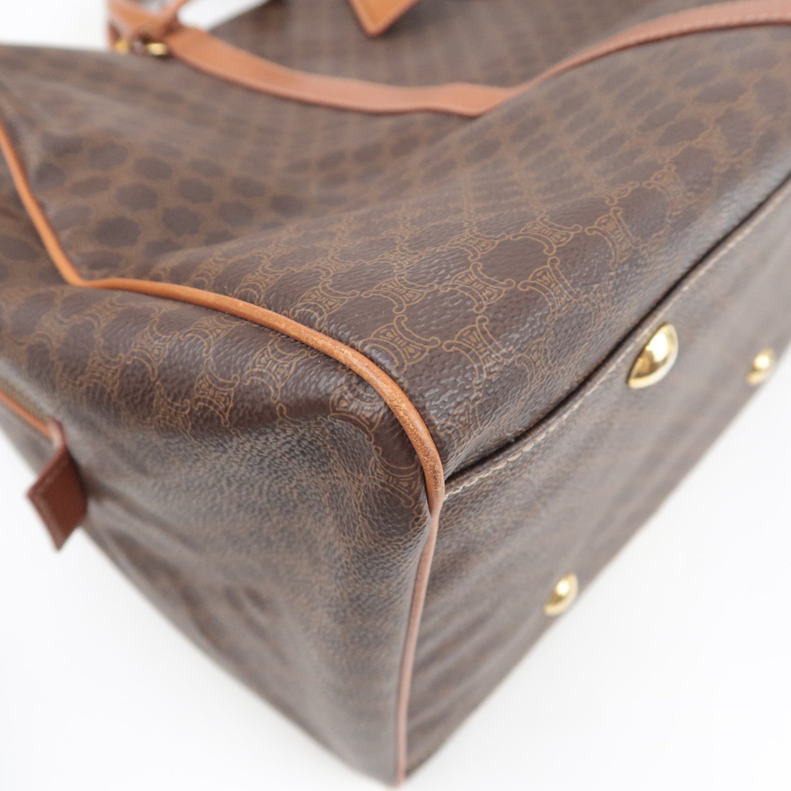 CELINE Macadam PVC Leather Boston Bag Brown