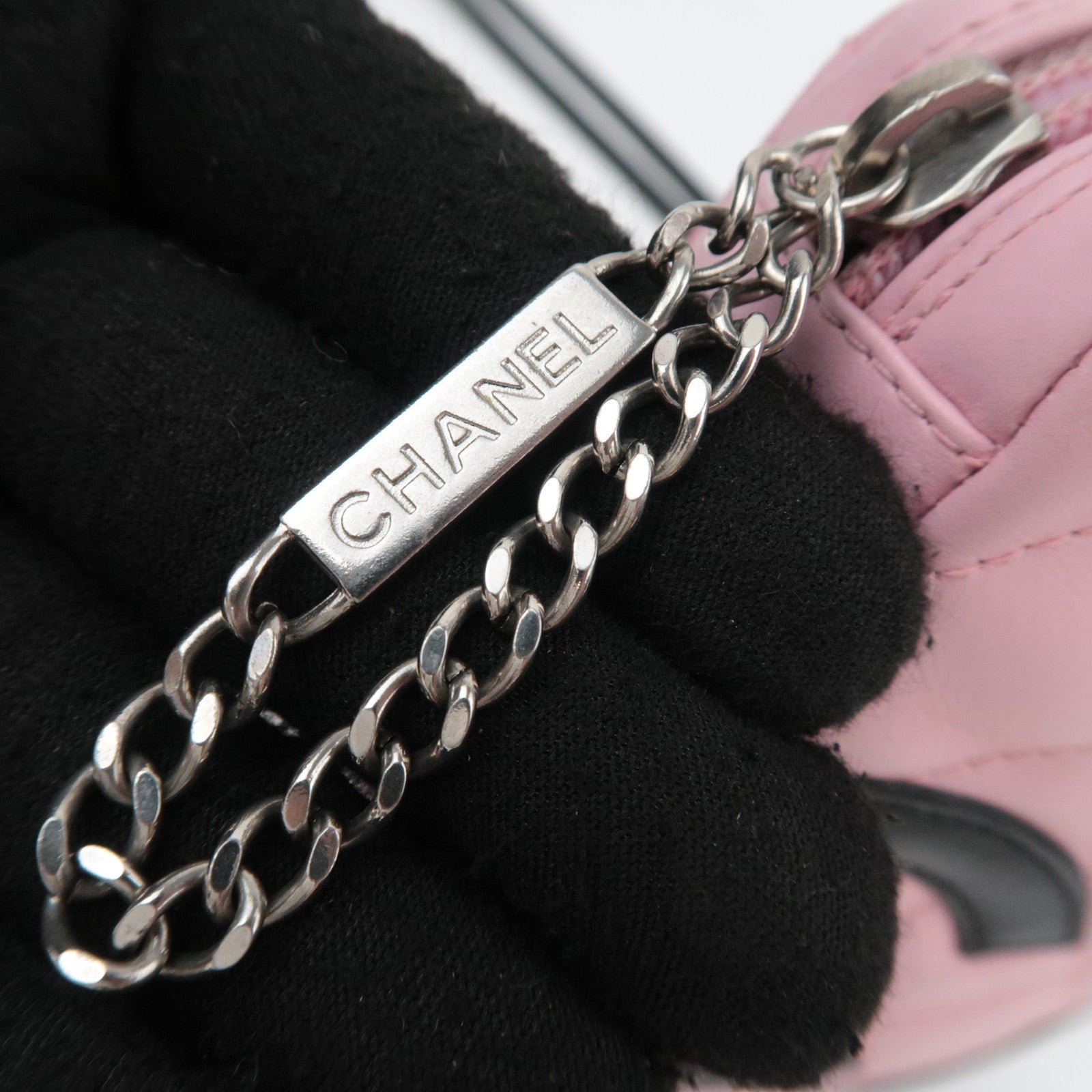 CHANEL Cambon Line Lambskin Shoulder Bag Pink Black