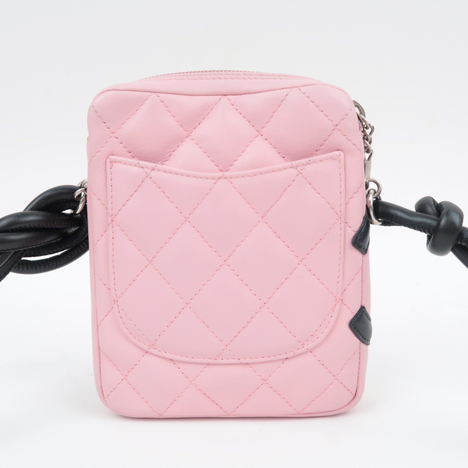 CHANEL Cambon Line Lambskin Shoulder Bag Pink Black