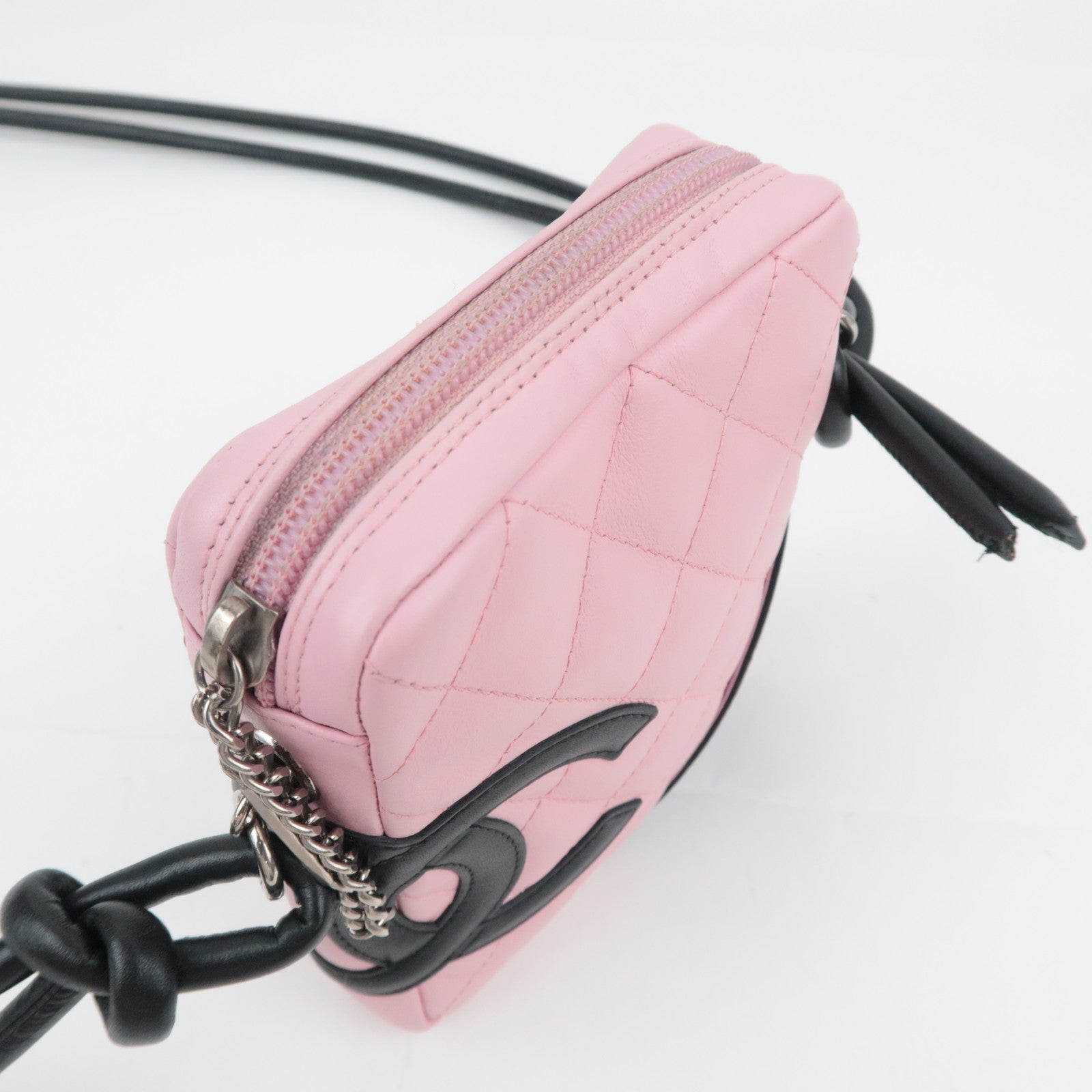 CHANEL Cambon Line Lambskin Shoulder Bag Pink Black