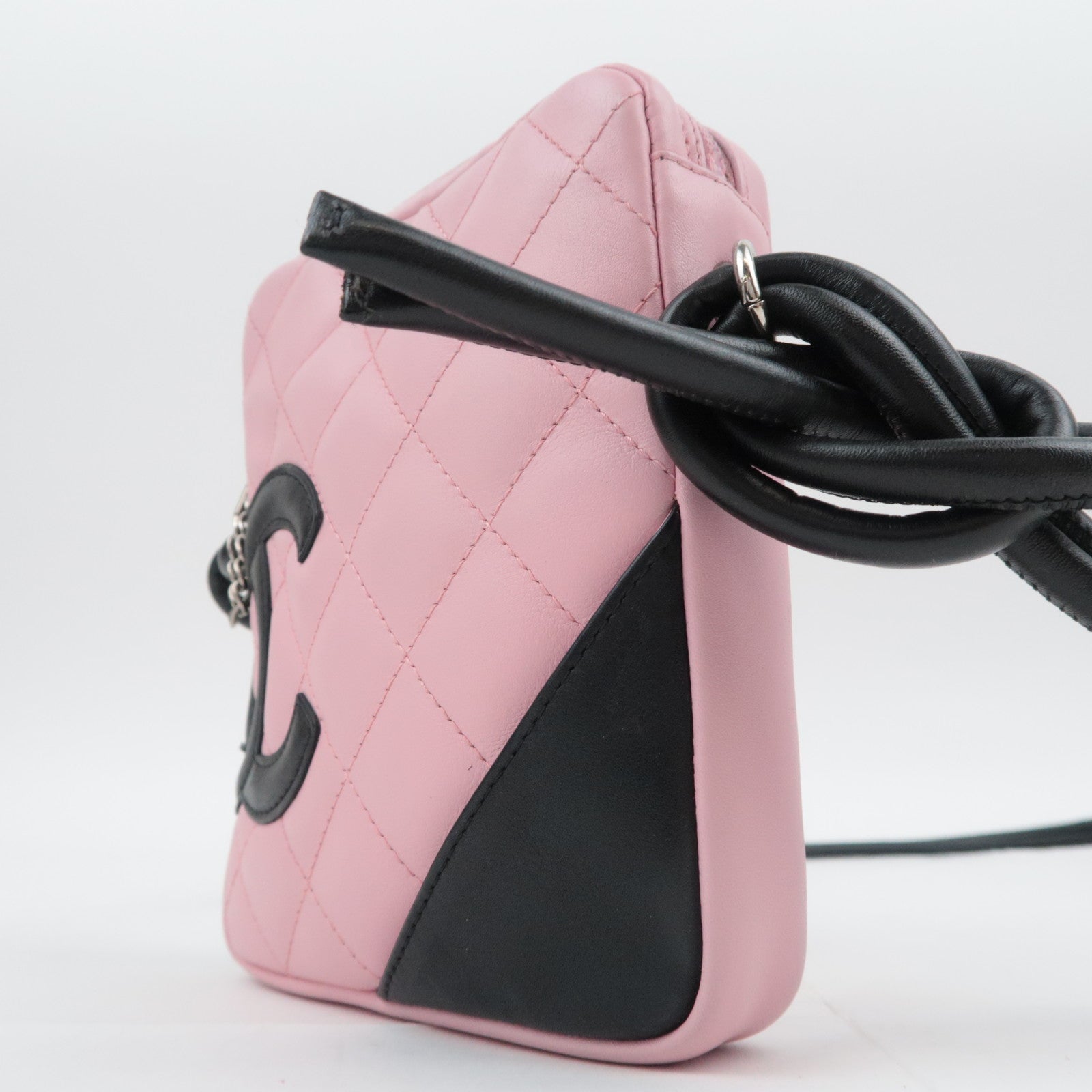 CHANEL Cambon Line Lambskin Shoulder Bag Pink Black