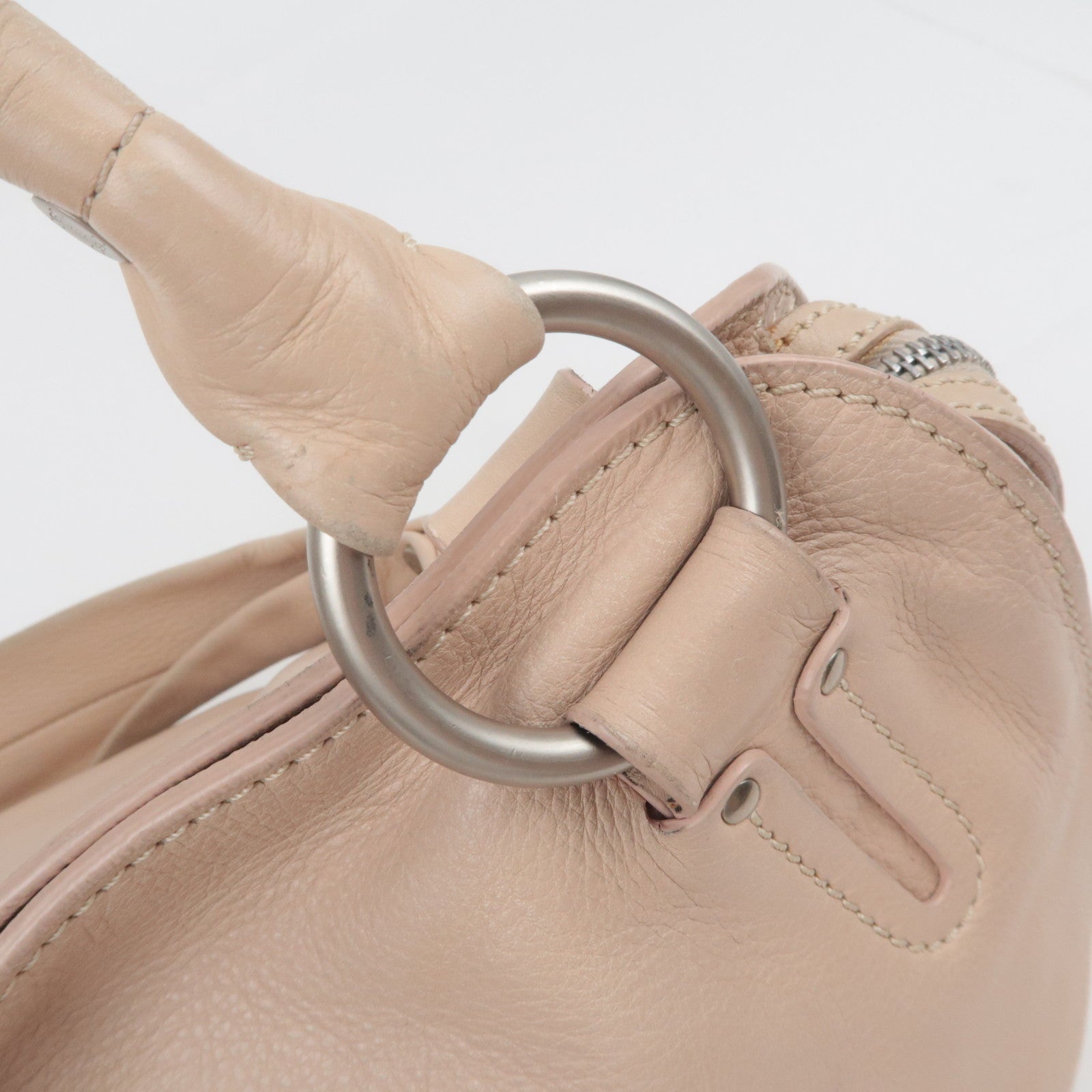 CELINE Bittersweet Leather Shoulder Bag Pink Beige