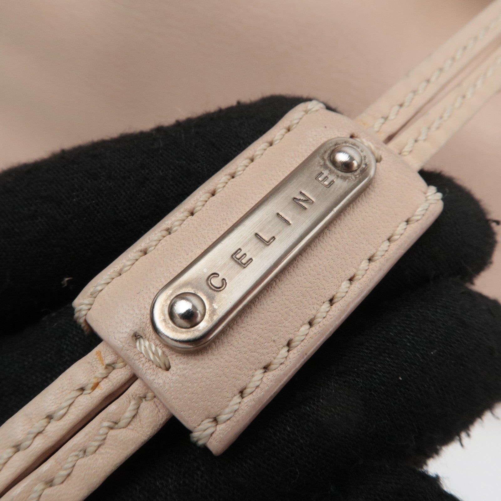 CELINE Bittersweet Leather Shoulder Bag Pink Beige