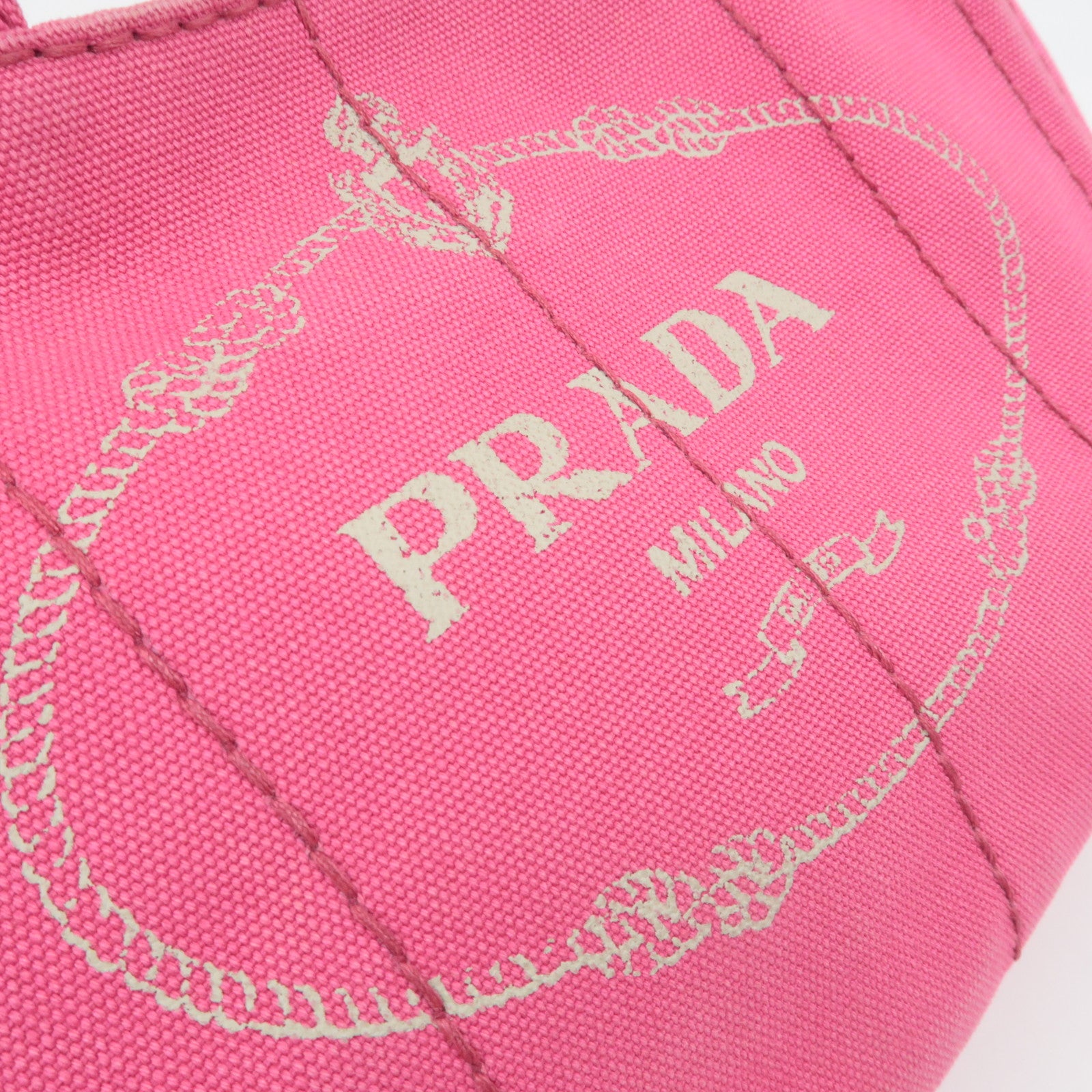 PRADA Canapa Mini 2Way Canvas Tote Bag Pink B2439G
