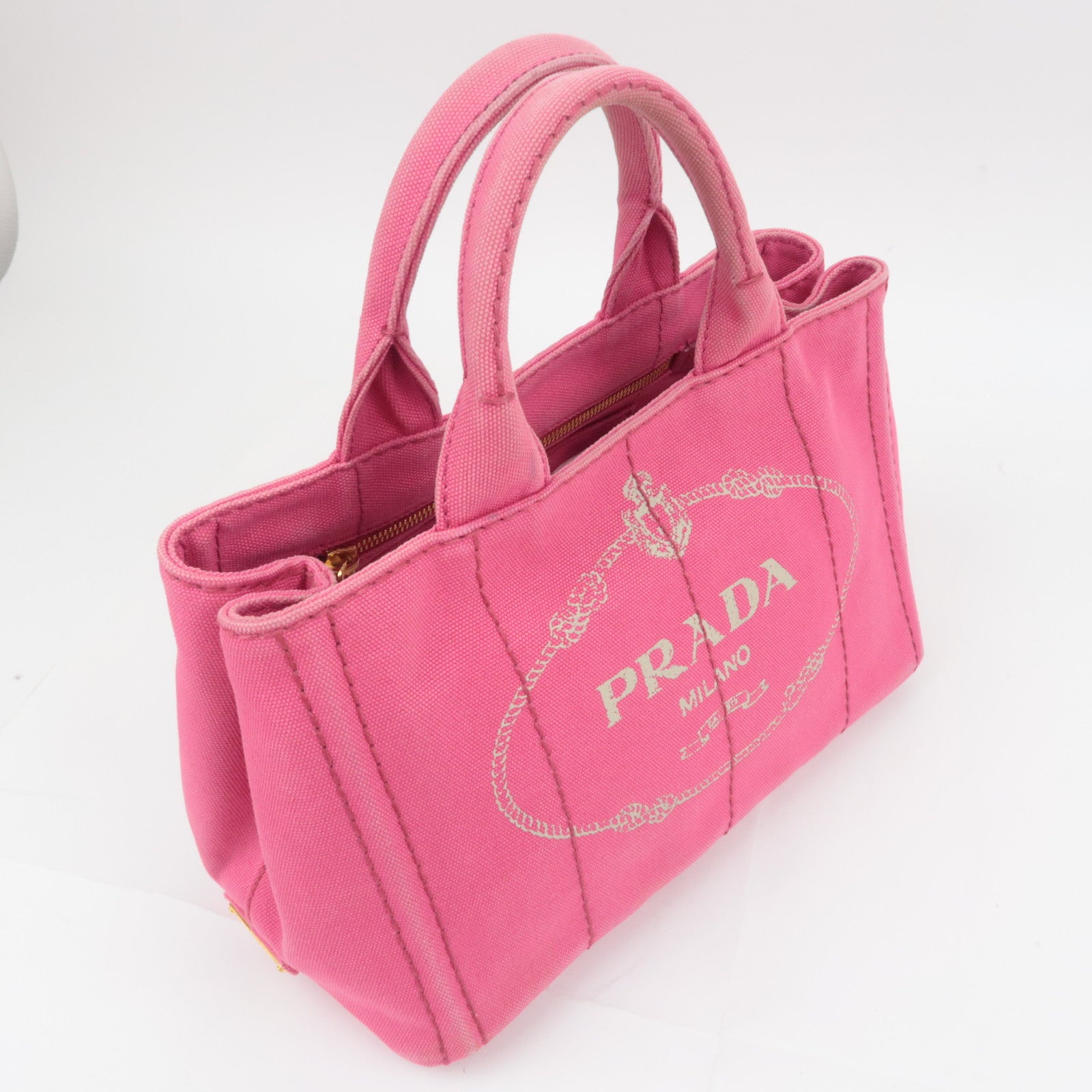 PRADA Canapa Mini 2Way Canvas Tote Bag Pink B2439G