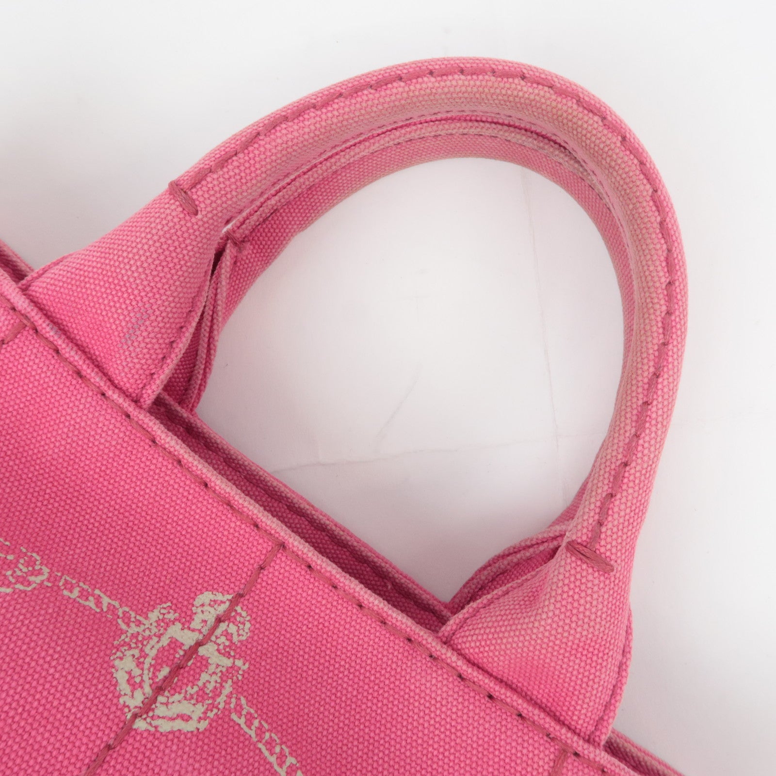PRADA Canapa Mini 2Way Canvas Tote Bag Pink B2439G