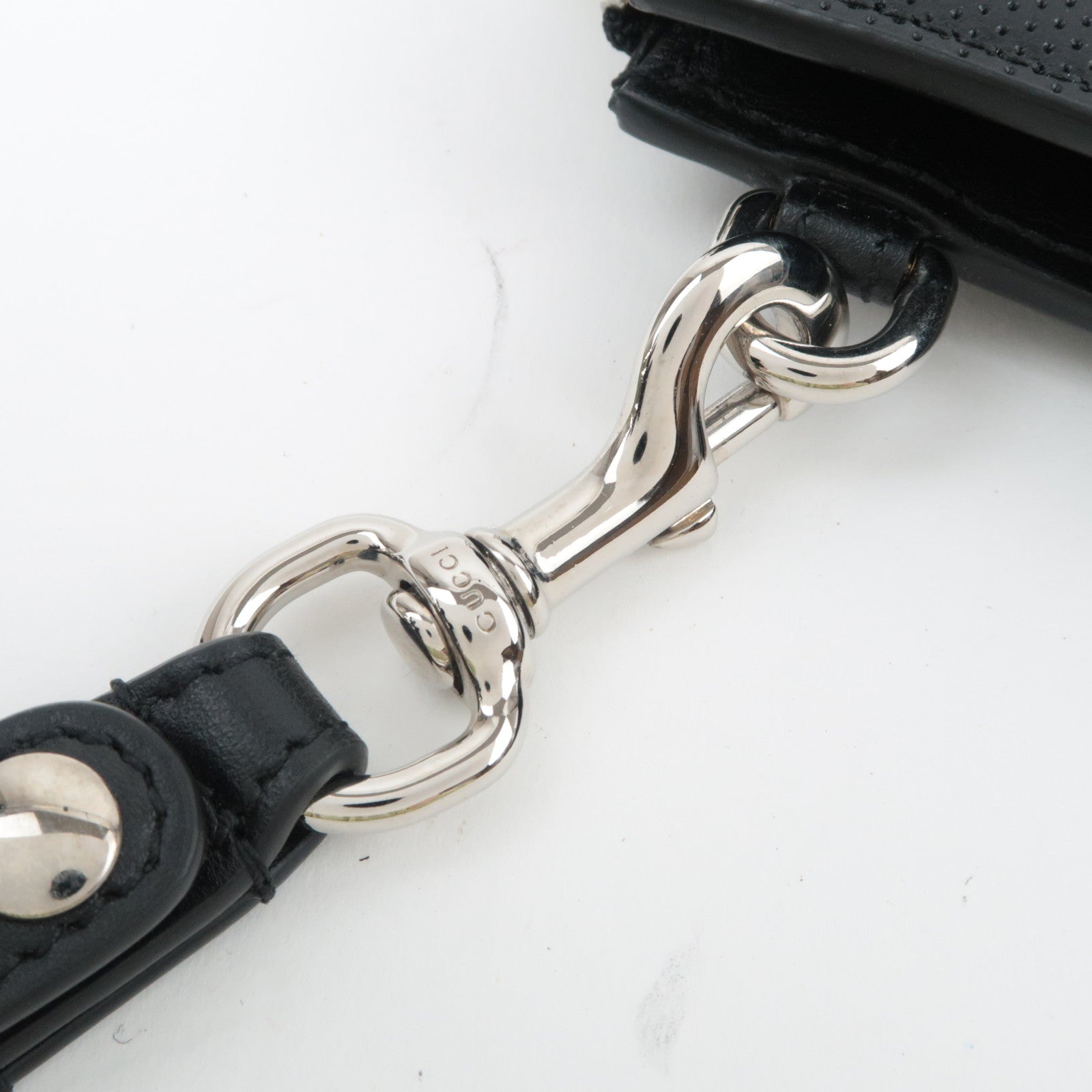 GUCCI GG Embossed Leather Clutch Bag Black 625569