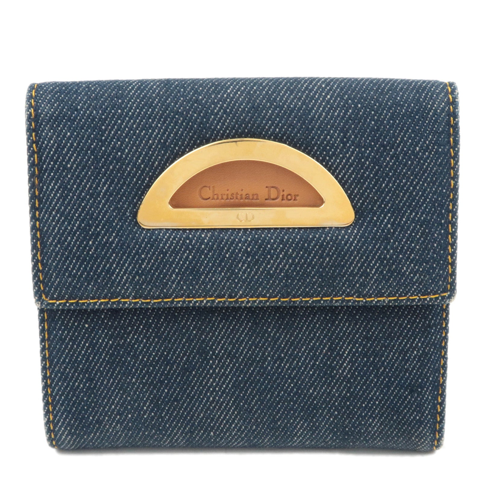 Christian Dior Maris Pearl Denim Wallet Navy89869