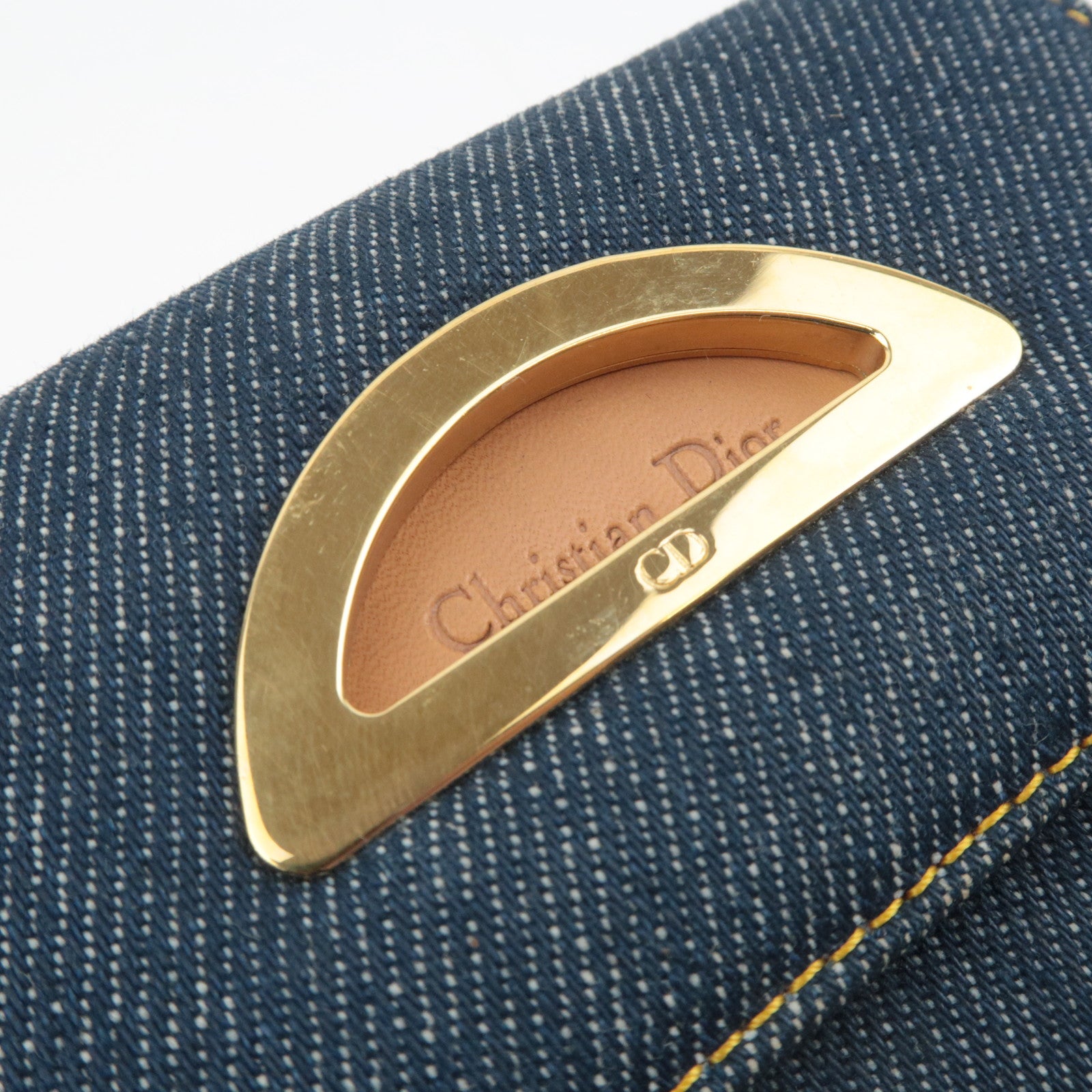 Christian Dior Maris Pearl Denim Wallet Navy
