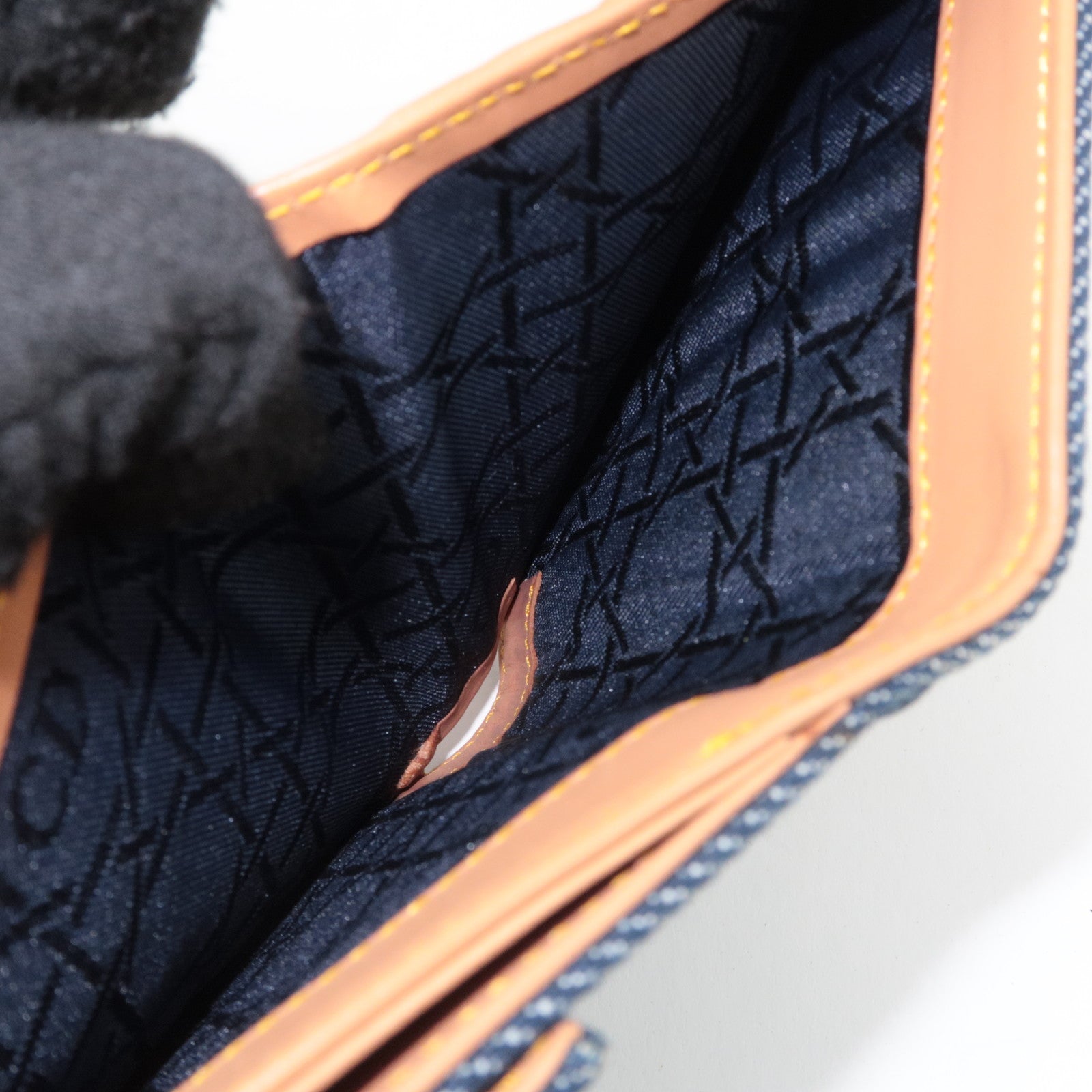 Christian Dior Maris Pearl Denim Wallet Navy
