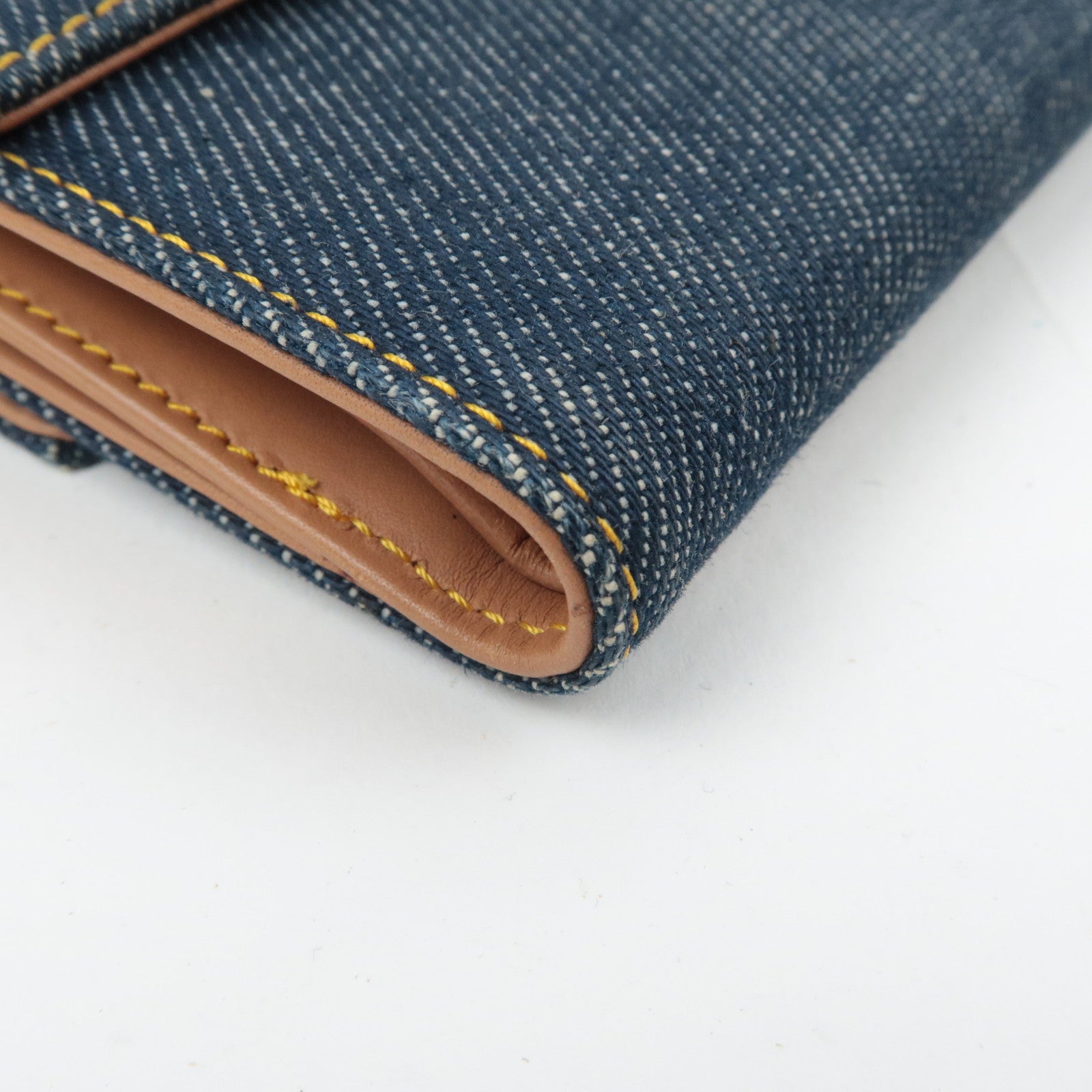 Christian Dior Maris Pearl Denim Wallet Navy