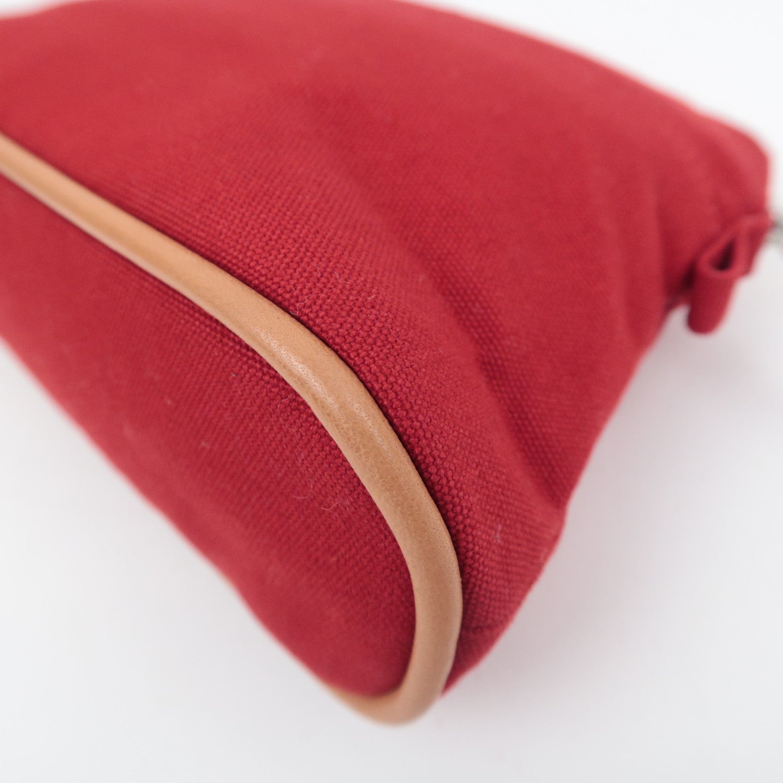 HERMES Bolide Pouch Mini 20 Canvas Leather Cosmetic Pouch Red