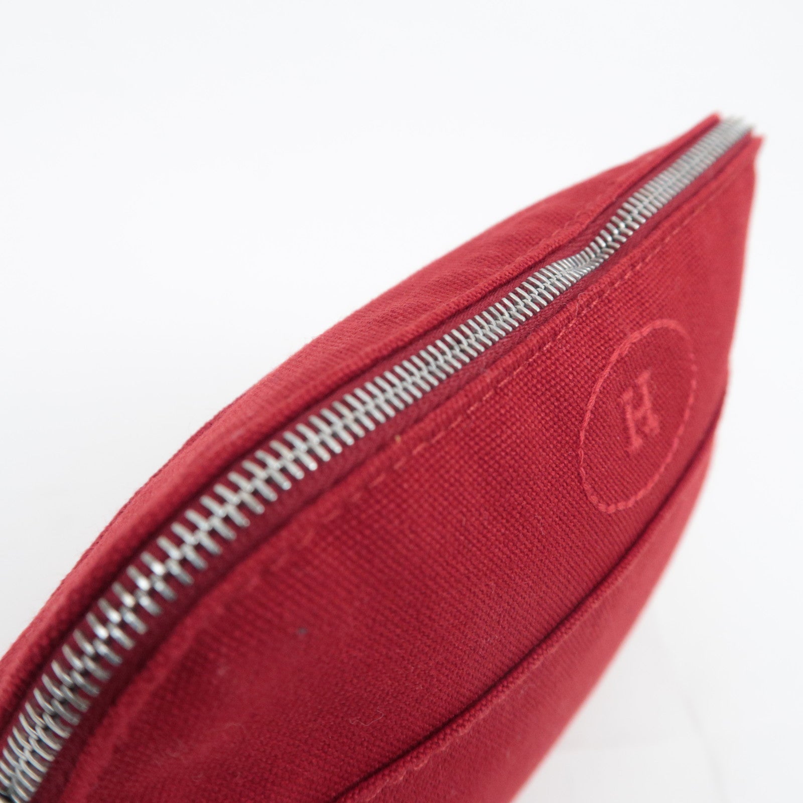 HERMES Bolide Pouch Mini 20 Canvas Leather Cosmetic Pouch Red