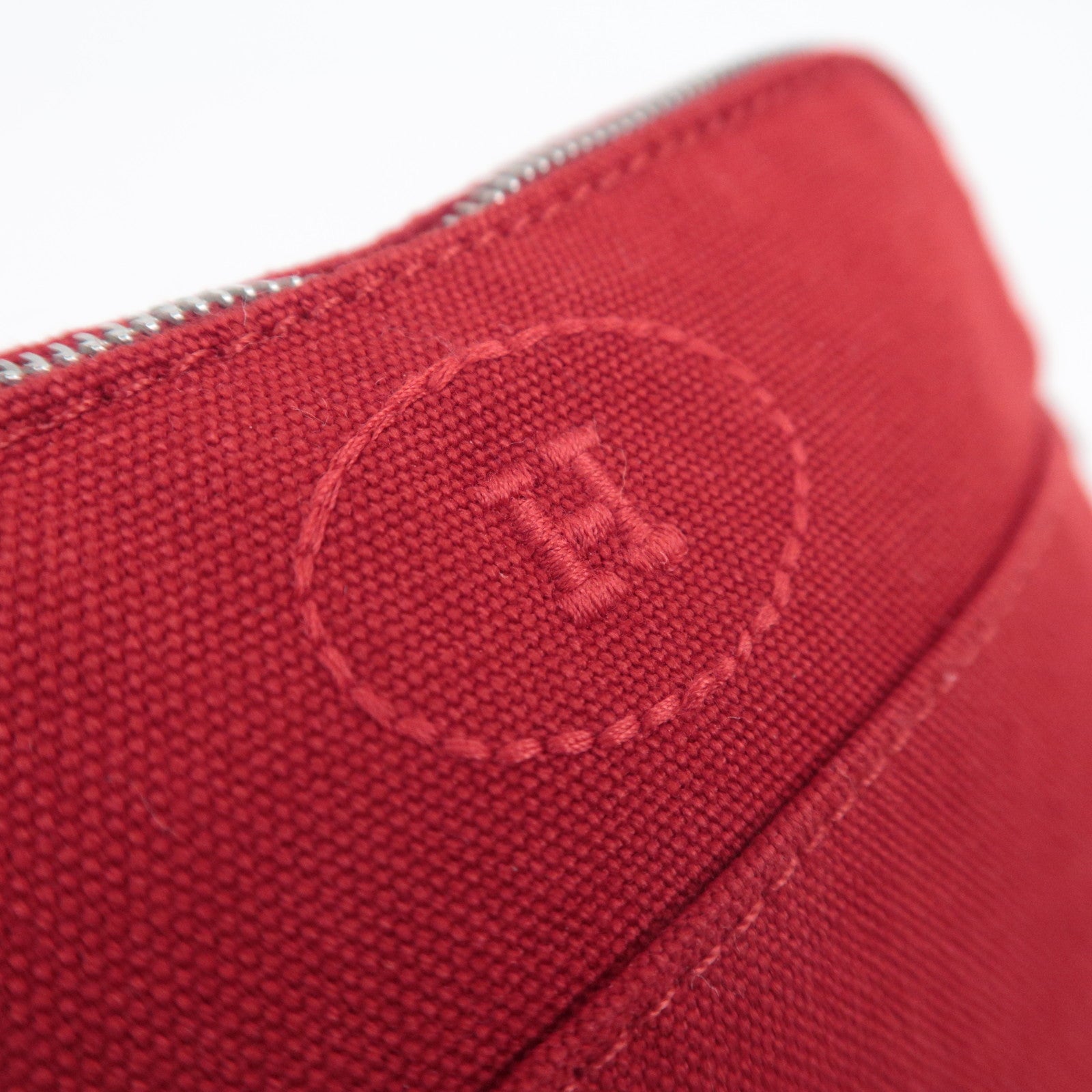 HERMES Bolide Pouch Mini 20 Canvas Leather Cosmetic Pouch Red