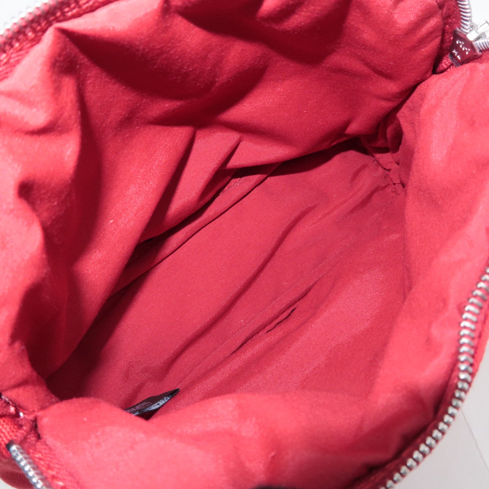 HERMES Bolide Pouch Mini 20 Canvas Leather Cosmetic Pouch Red
