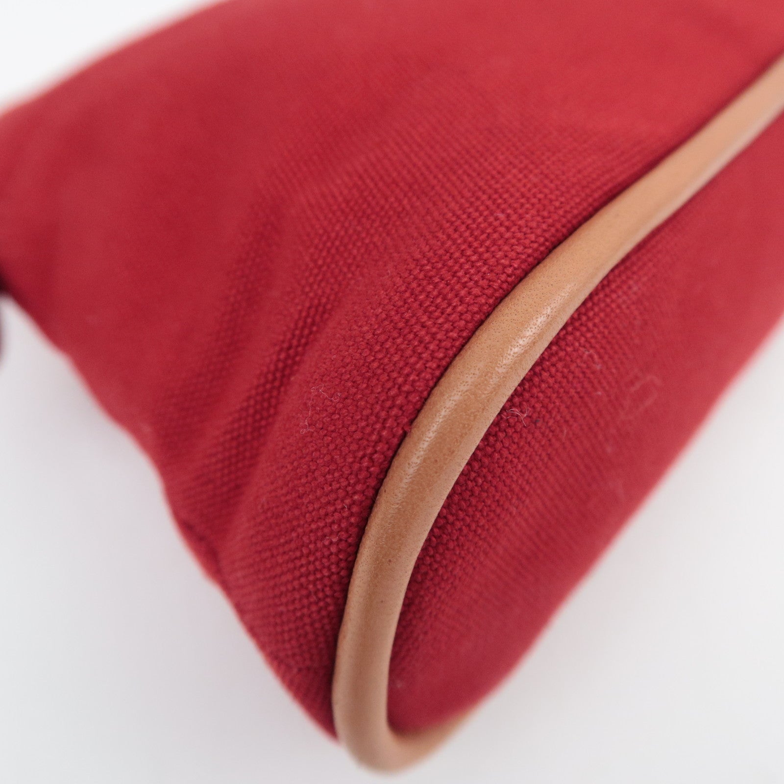 HERMES Bolide Pouch Mini 20 Canvas Leather Cosmetic Pouch Red