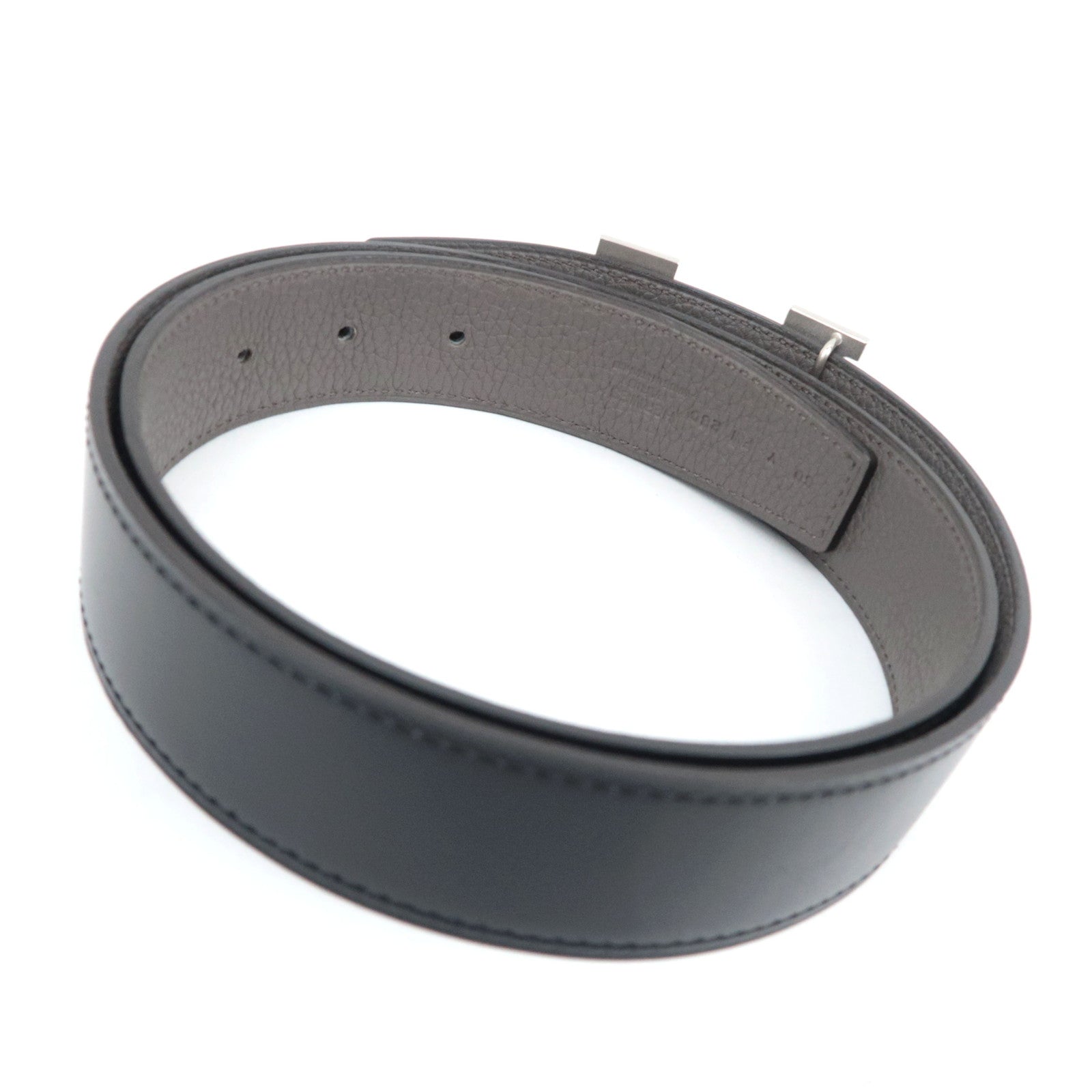 HERMES Constance H Reversible Leather Belt Size 80 Y Stamp (2020) Black Gray