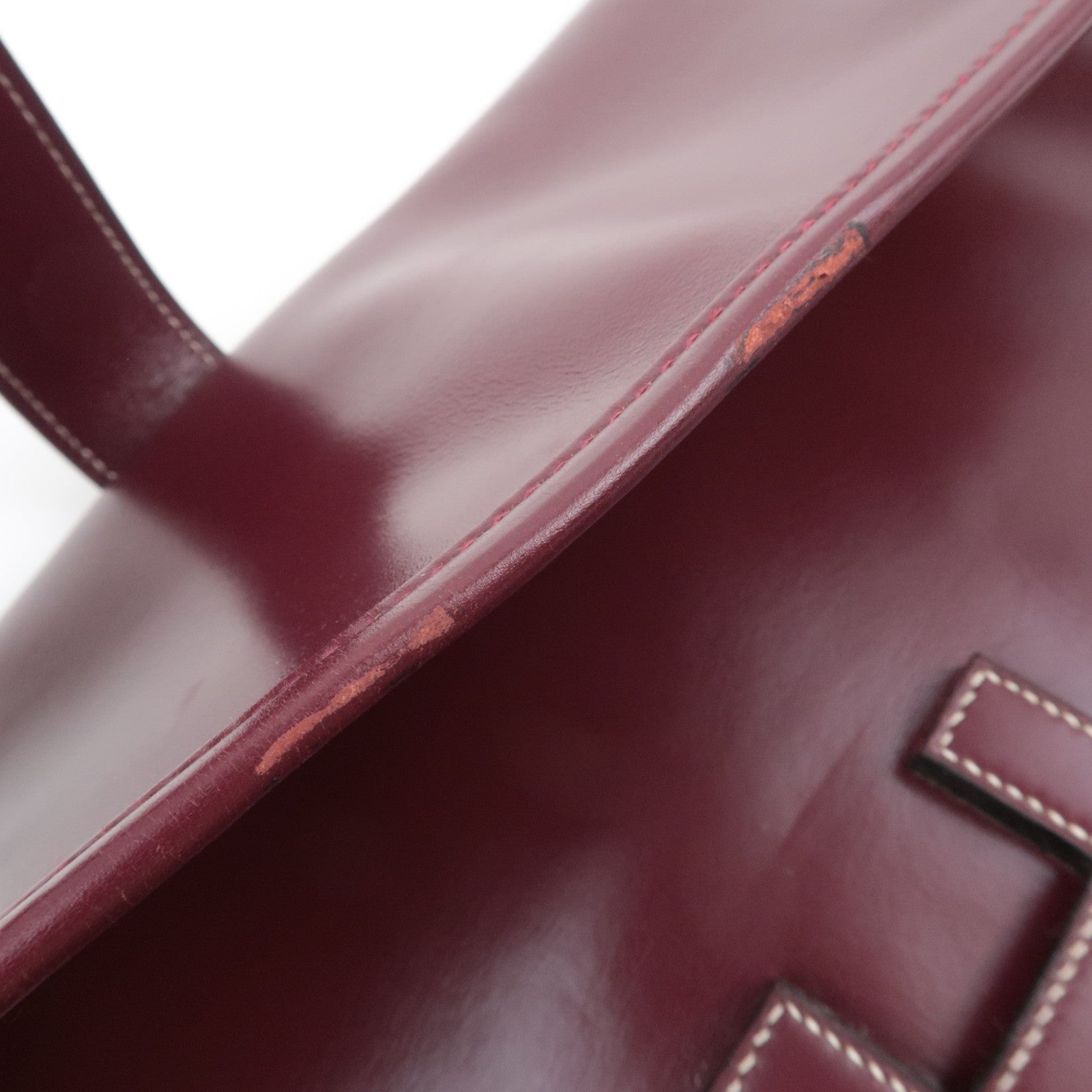 HERMES Jige GM Leather Clutch Bag 〇I Stamp (1979) Bordeaux